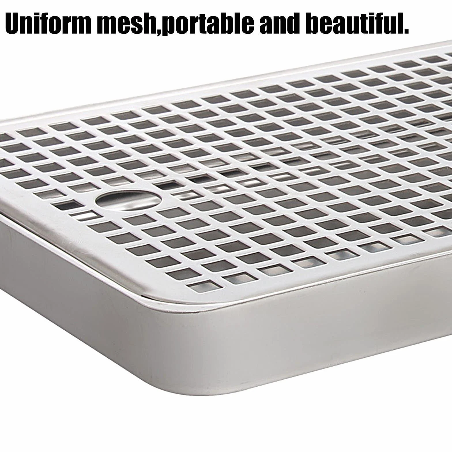 Bandeja de goteo de acero inoxidable para Kegerators, diseño rectangular de montaje en superficie, sin drenaje, ideal para barras del hogar y mini neveras, 40 cm