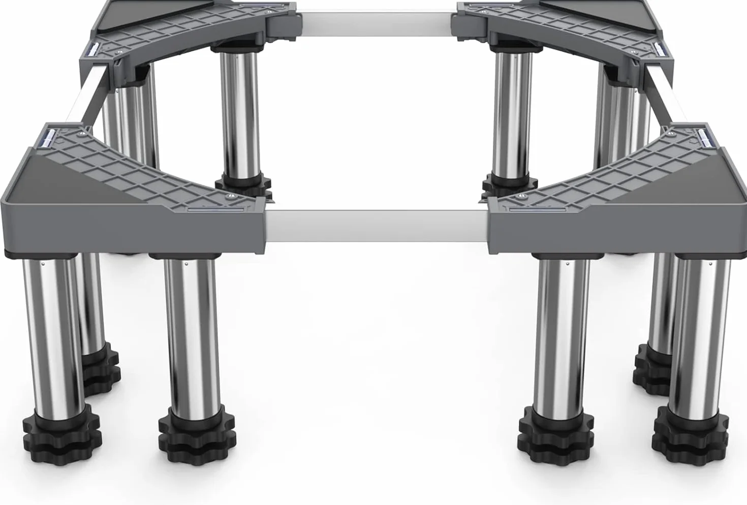 DEWEL Base de Lavadora 12 Pies, Longitud Ajustable 43-57 CM, Altura 18-20 cm, Capacidad de Carga 500 KG Base de Lavadora Ajustable, Adecuada para Secadoras, Refrigeradores y Congeladores