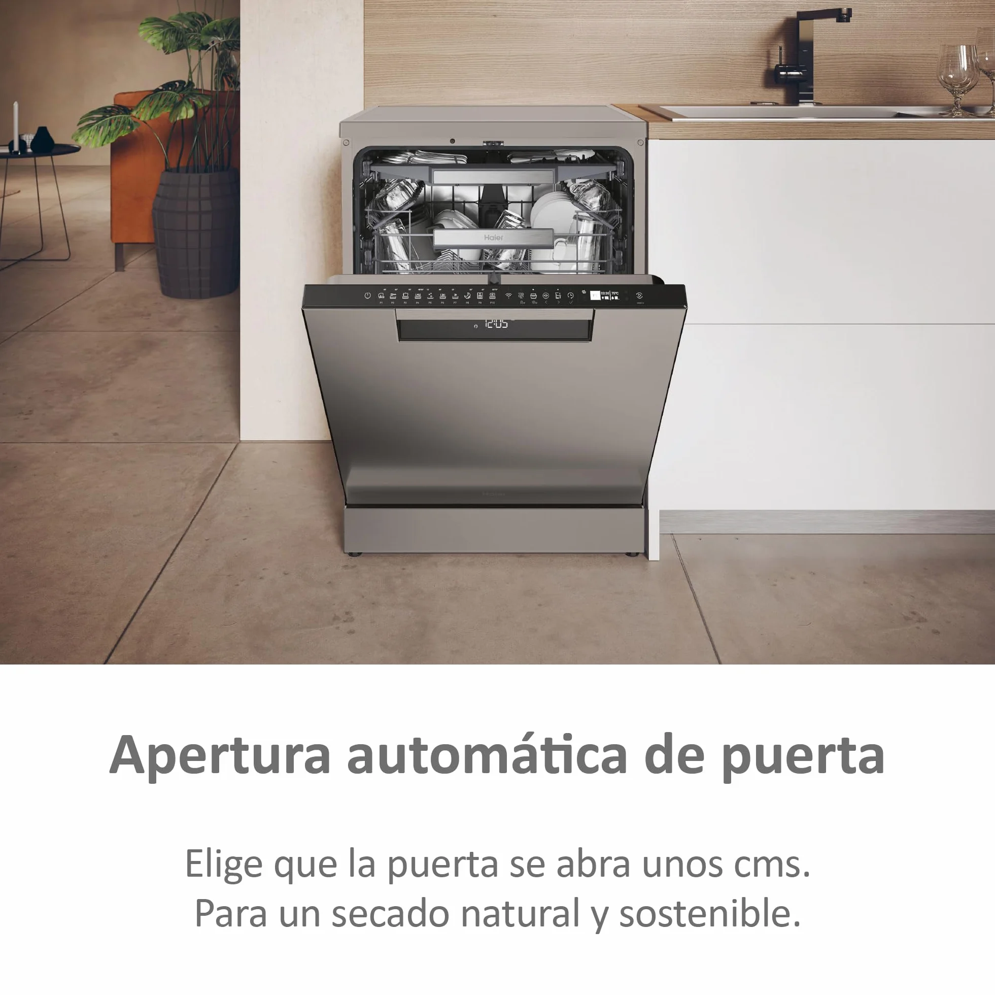Haier I-Pro Shine Serie 3 XF 5C4M1X Lavavajillas Independiente 60cm, Motor Inverter, 15 Cubiertos, WIFI, 44dB, Inox