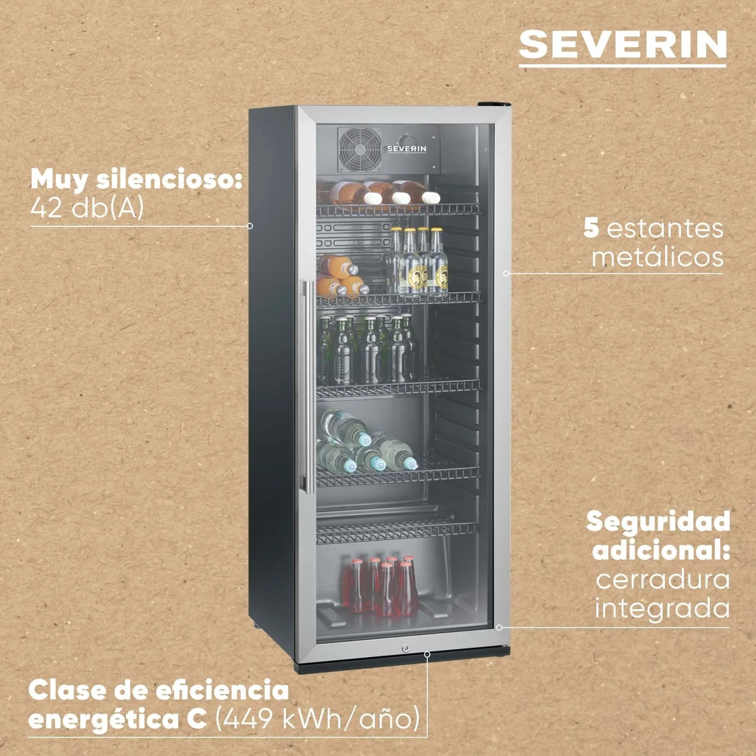 Bottle Fridge, 241L, Black-Silver