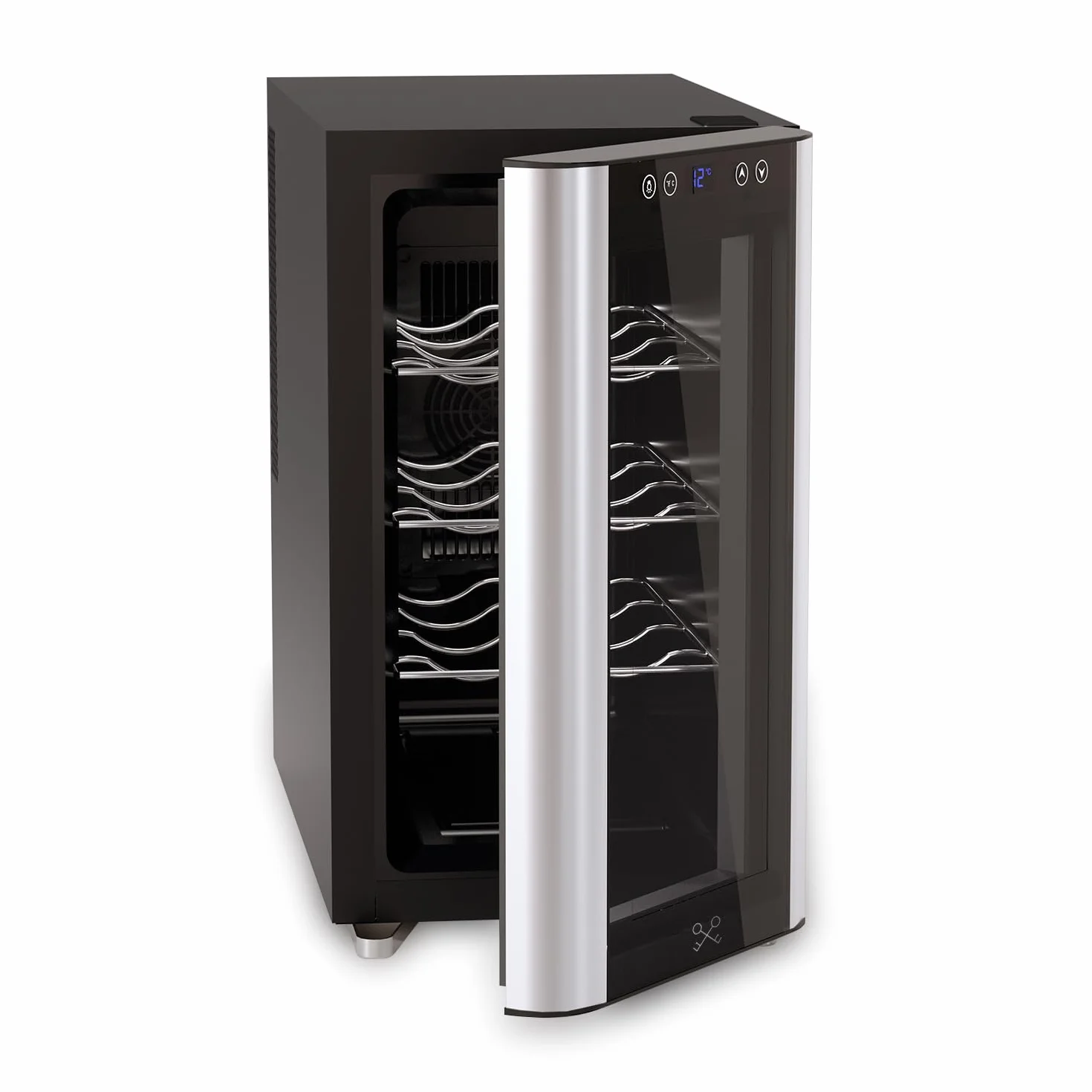LES PETITS CHAMPS Vinoteca 8 Botellas CAVS8, Capacidad 23L, Puertas de Acero Inoxidable, Ajuste de Temperatura de 11°C a 18°C, Sistema Termoeléctrico, Iluminación LED, Anti-UV, 3 estantes