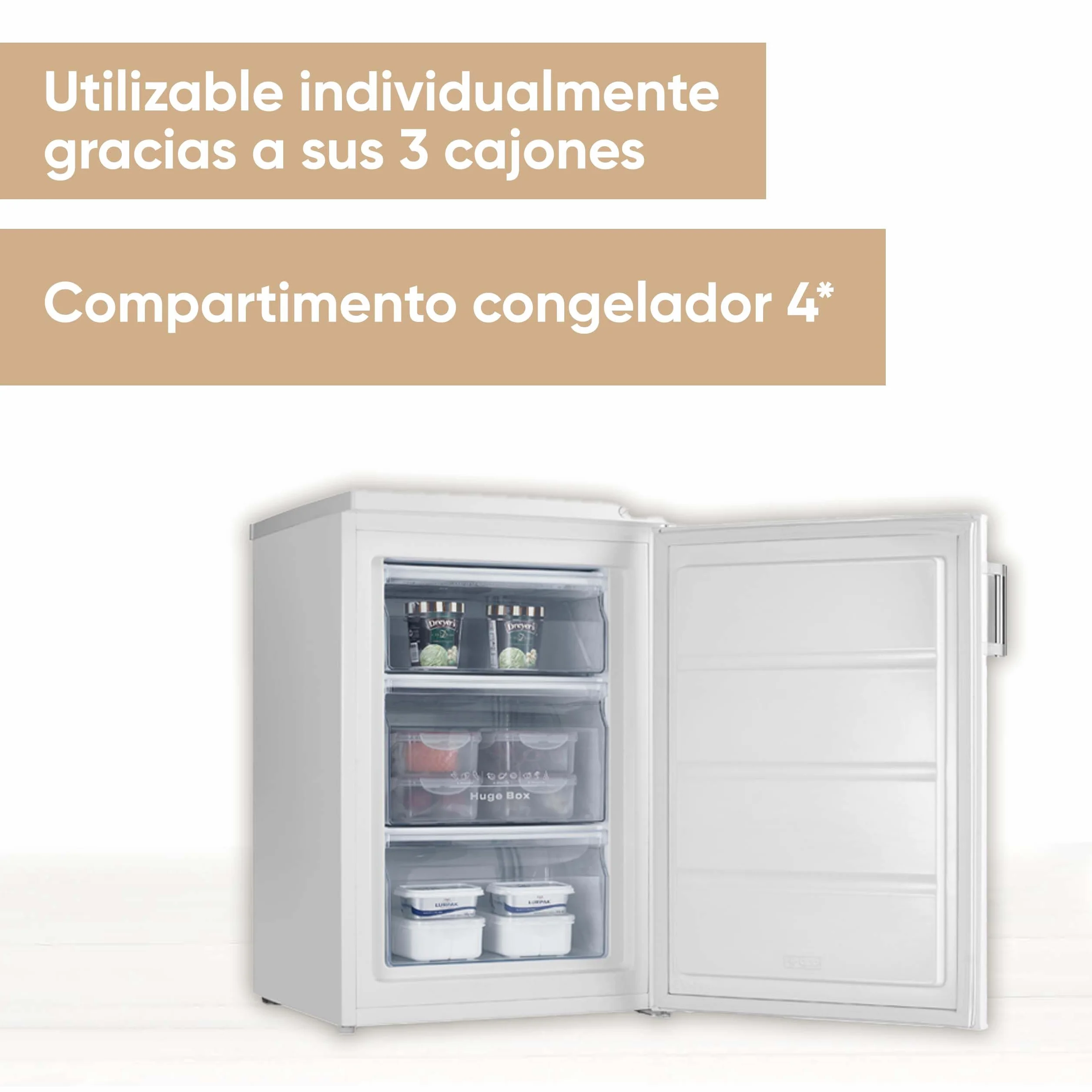 SEVERIN Congelador pequeño vertical, 85 l, mini congelador de 4*, 3 cajones, bisagra de puerta reversible, enfría de -14 a -30°C, silencioso, 38 dB, blanco, GS 8865 [CEE C]