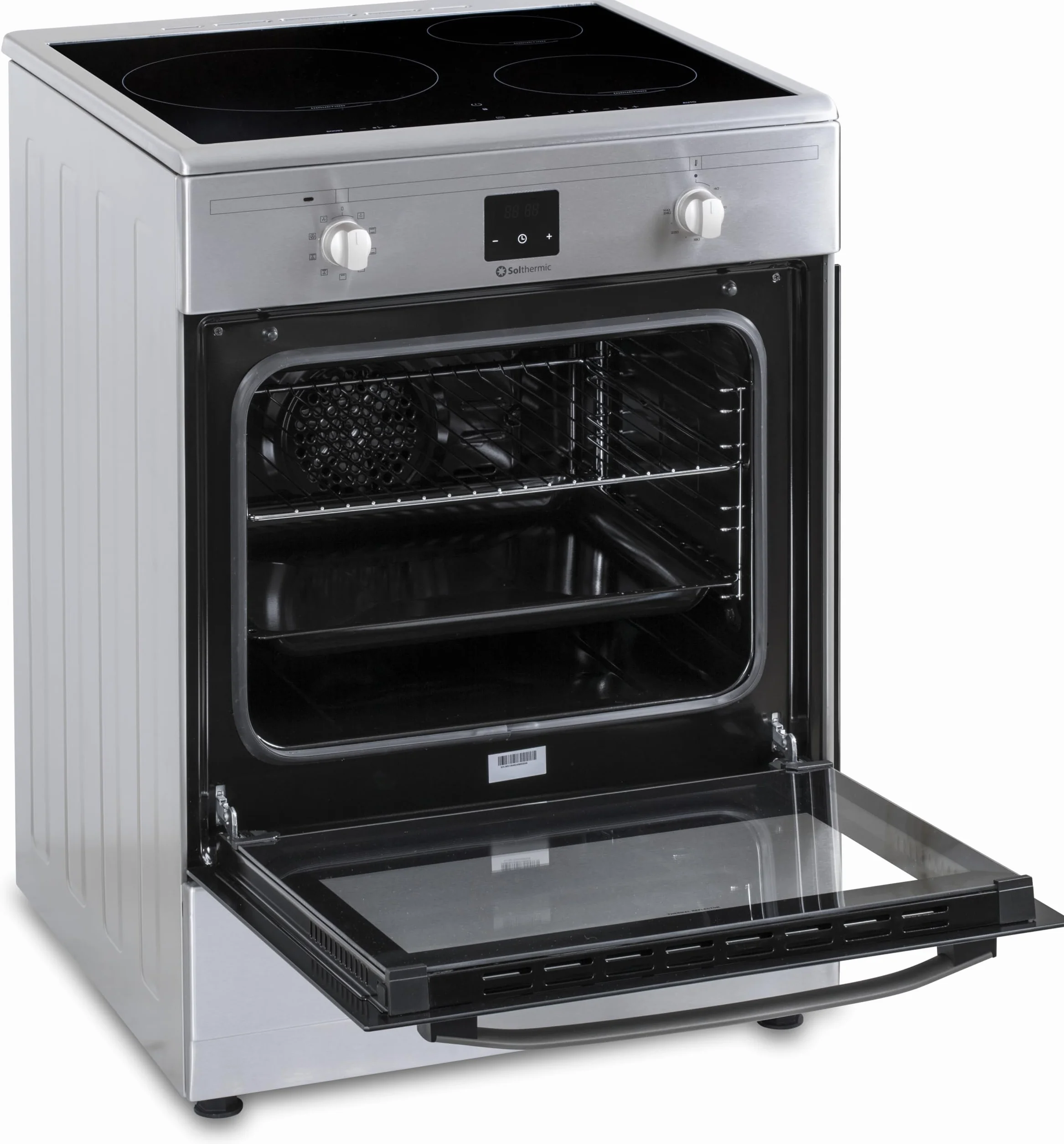 INDUCCION SOLTHERMIC COCINA VTI60 ACERO INOXIDABLE/HORNO GRAN CAPACIDAD CON TURBO 60L / FUNCIONES BOOSTER, ALTA POTENCIA, CALENTAMIENTO RÁPIDO / 3 ZONAS (1 GRAN ZONA) / BAJO CONSUMO (A)