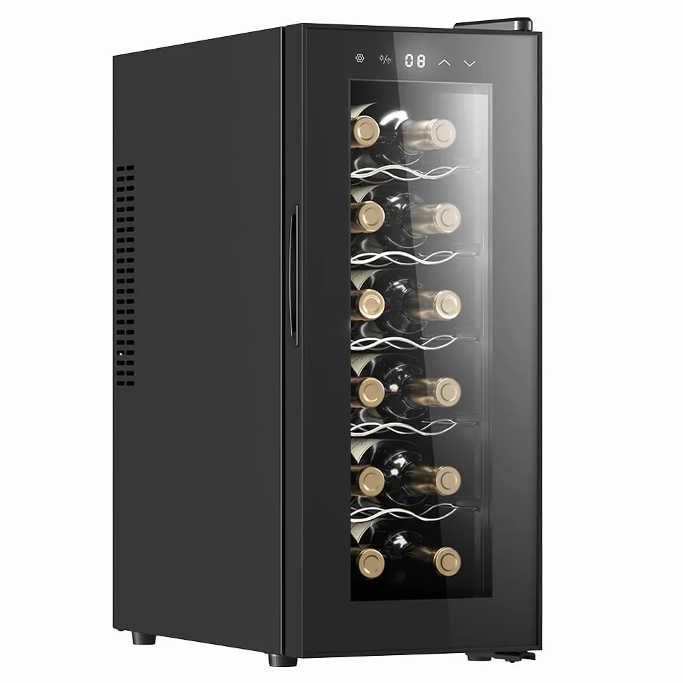 Cecotec Vinoteca 12 botellas Bolero grandsommelier 1230 coolcrystal, Enfriamiento termoeléctrico, Temperatura regulable entre 8º y 18ºC, Control táctil, Display, LED interior, Gas no nocivo.