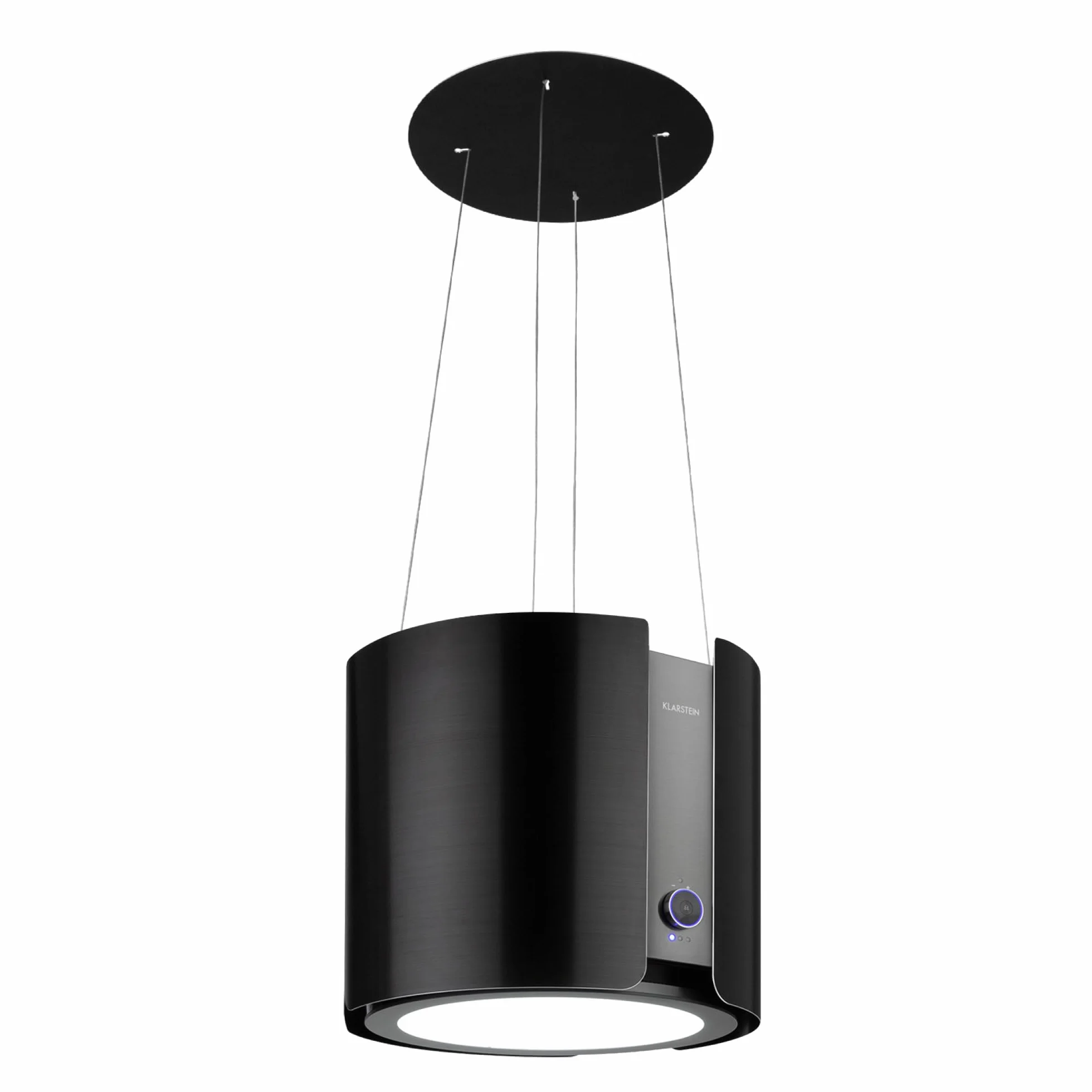 Klarstein Skyfall Smart – Extractor de humo tipo isla, campana aislada, control por aplicación móvil, 45 x 42 cm (ØxB), ventilación y extracción, 3 niveles, 402 m³/h iluminación LED, clase C, negro