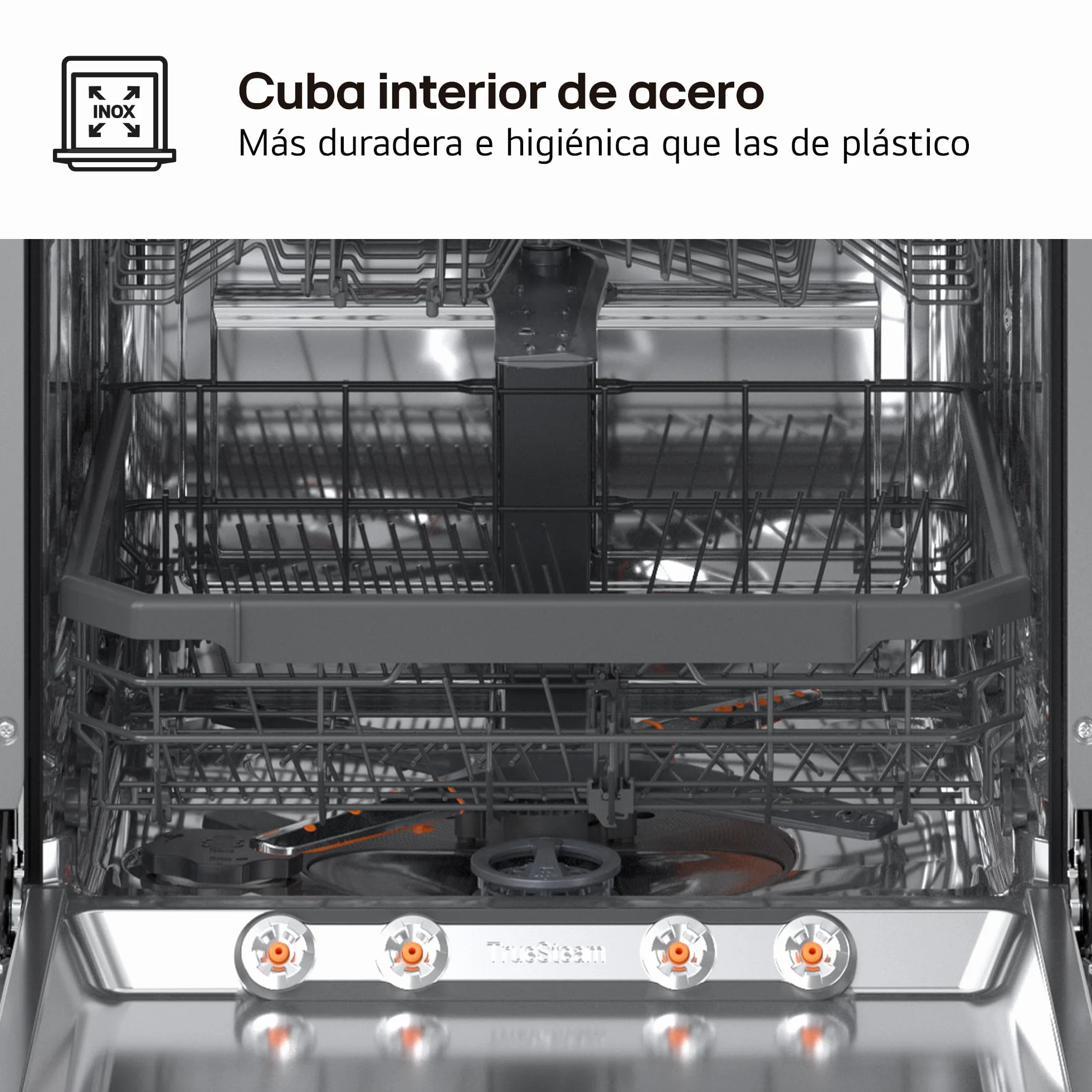 LG DB375TXS Lavavajillas Integrable QuadWash Steam EasyRack TrueSteam Wi-Fi ThinQ Acero Inoxidable 14 Cubiertos