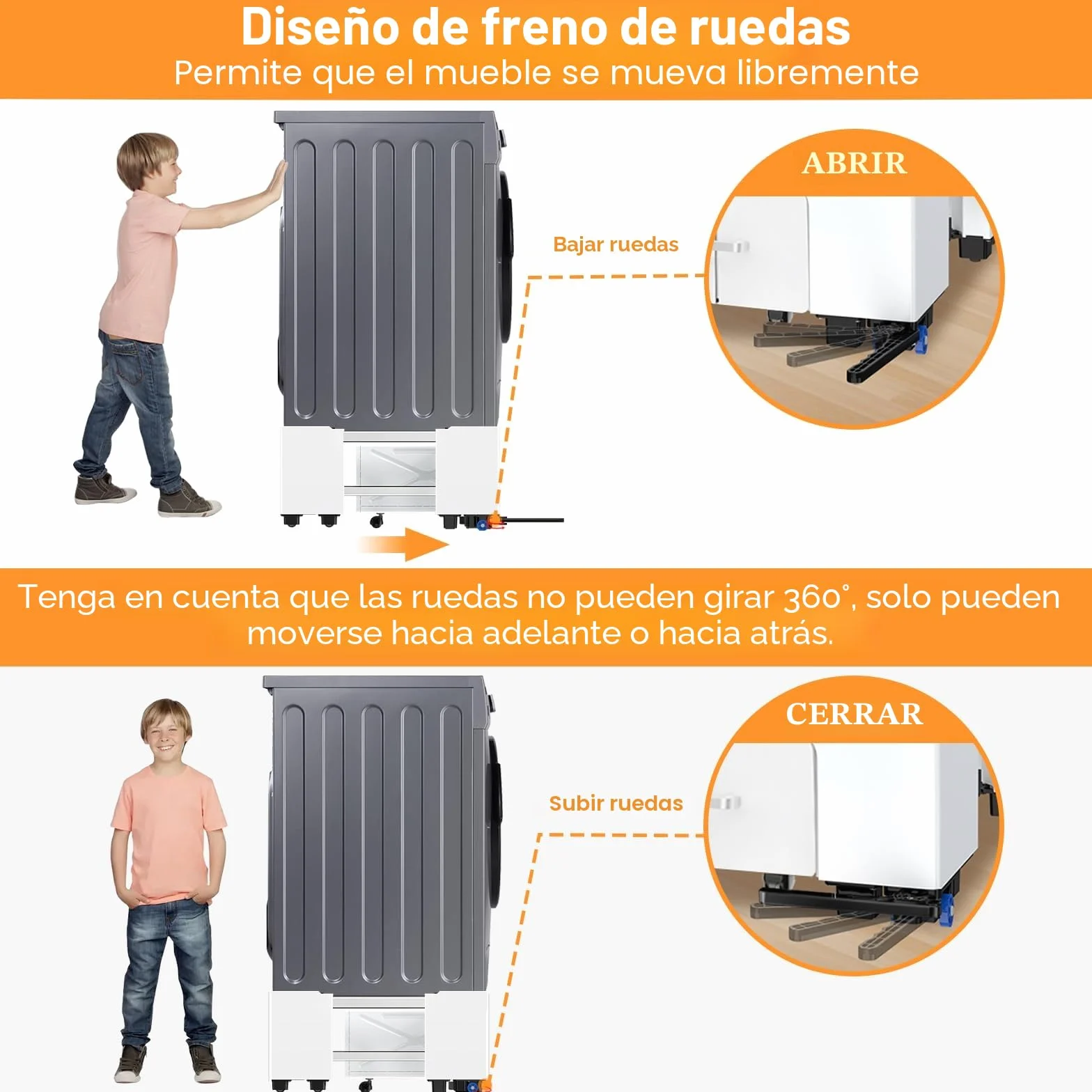 NIUXX Soporte Universal para Lavadora con Cajón y Ruedas, Función Antivibración Ajustable (42-69cm), Soporte Lavadora Secadora con Freno, para Lavadoras y Secadoras, Capacidad de Carga 400 kg
