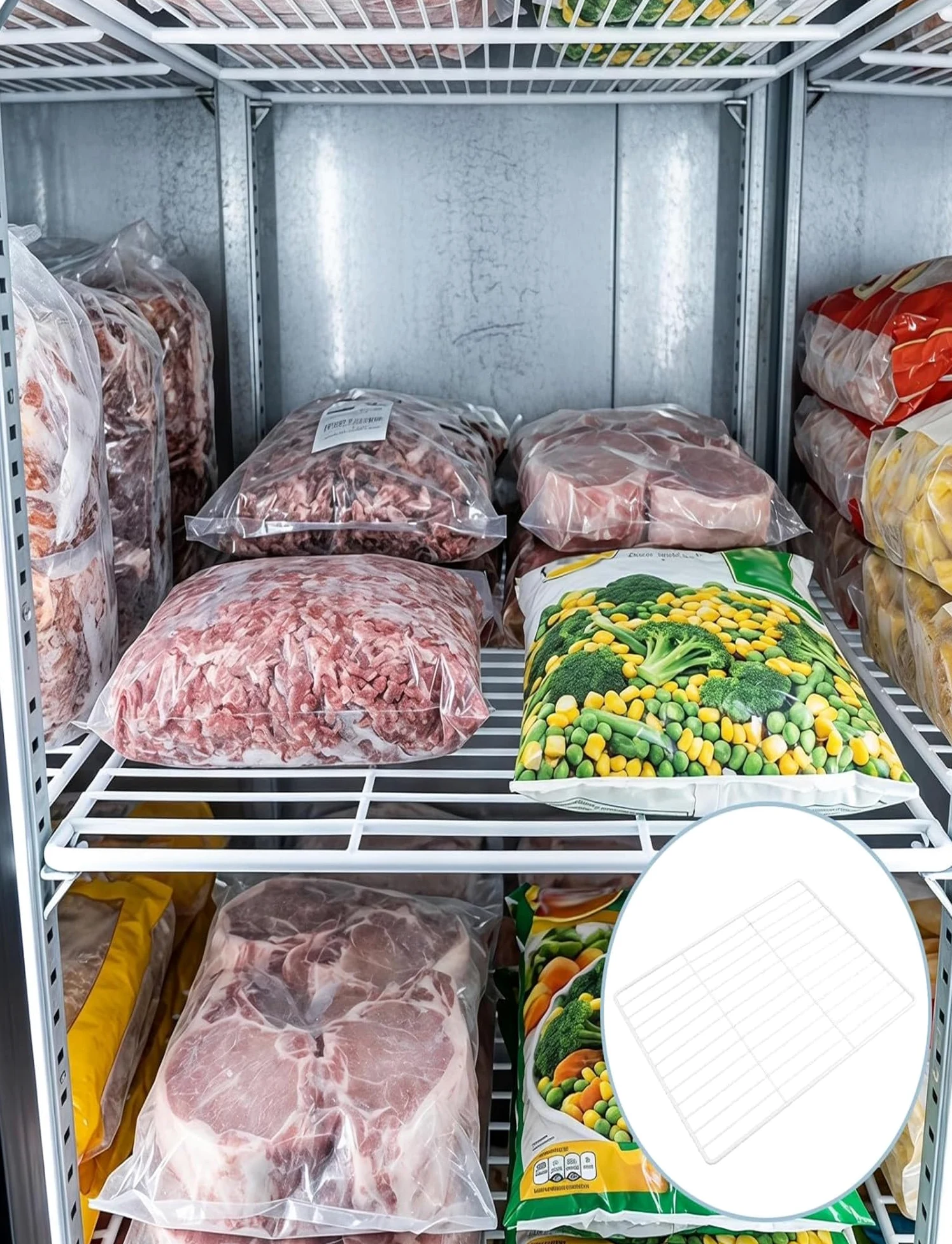 Rejilla de Repuesto Congelador Estante Metálico Refrigerador | Diseño ventilado abierto; for uso doméstico y comercial; Almacenamiento que ahorra espacio(60x55cm)