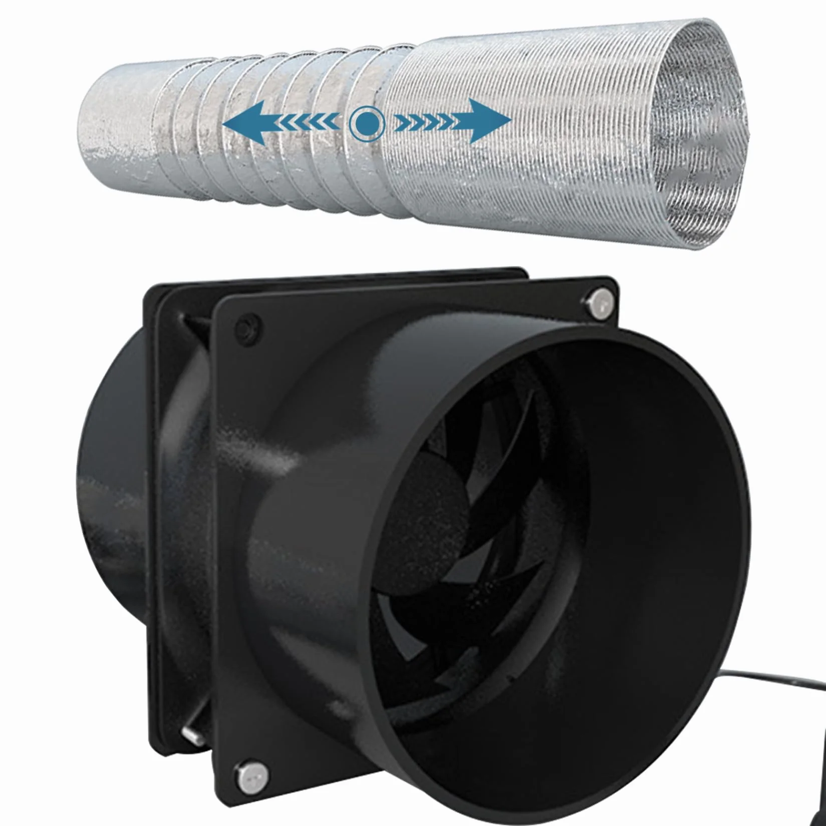 Extractor de aire portátil con manguera de conducto de 3.3 ft ventilador de ventilación ajustable USB potente ventilador de escape de motor sin escobillas de 5 V 2 A para cocina y baño