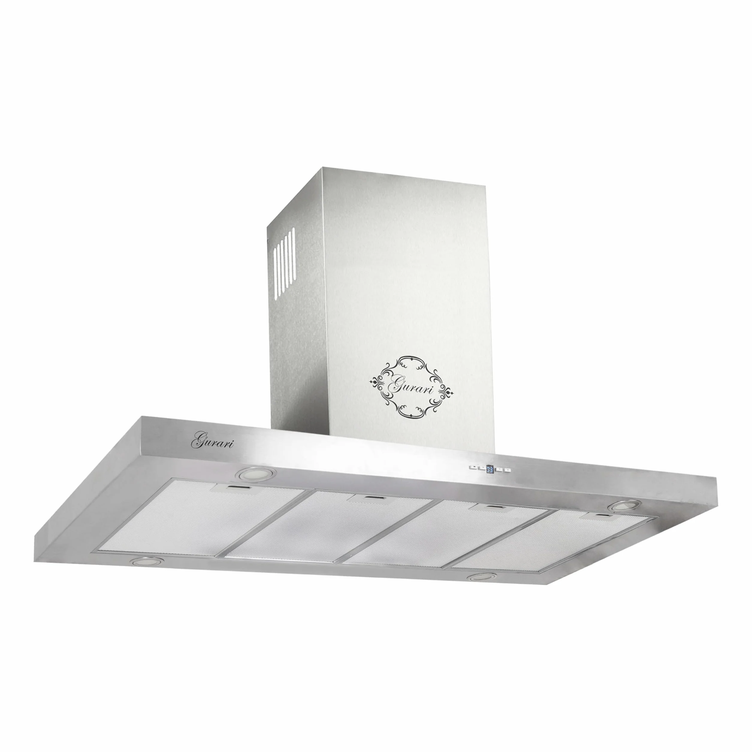 GURARI Campana extractora de isla GCH I 431 120 IS Prime, 120 cm, acero inoxidable, 1000 m³/h, mando a distancia