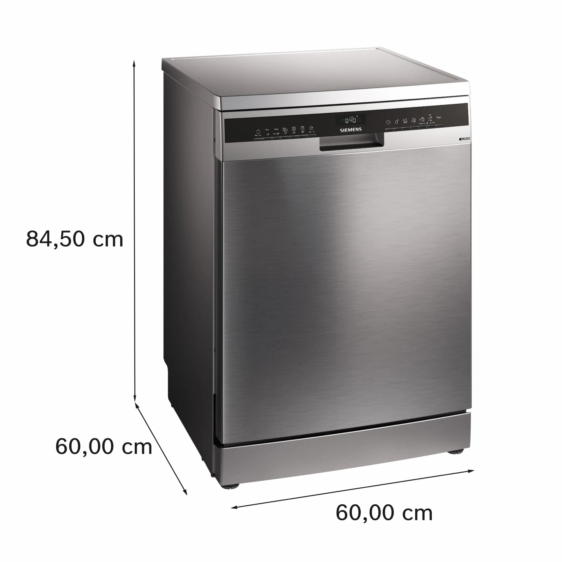 Siemens - Lavavajillas de libre instalación, iQ300, 60 cm, Home Connect, varioSpeed+, autoOpen dry, Acero antihuellas, SN23EI03ME
