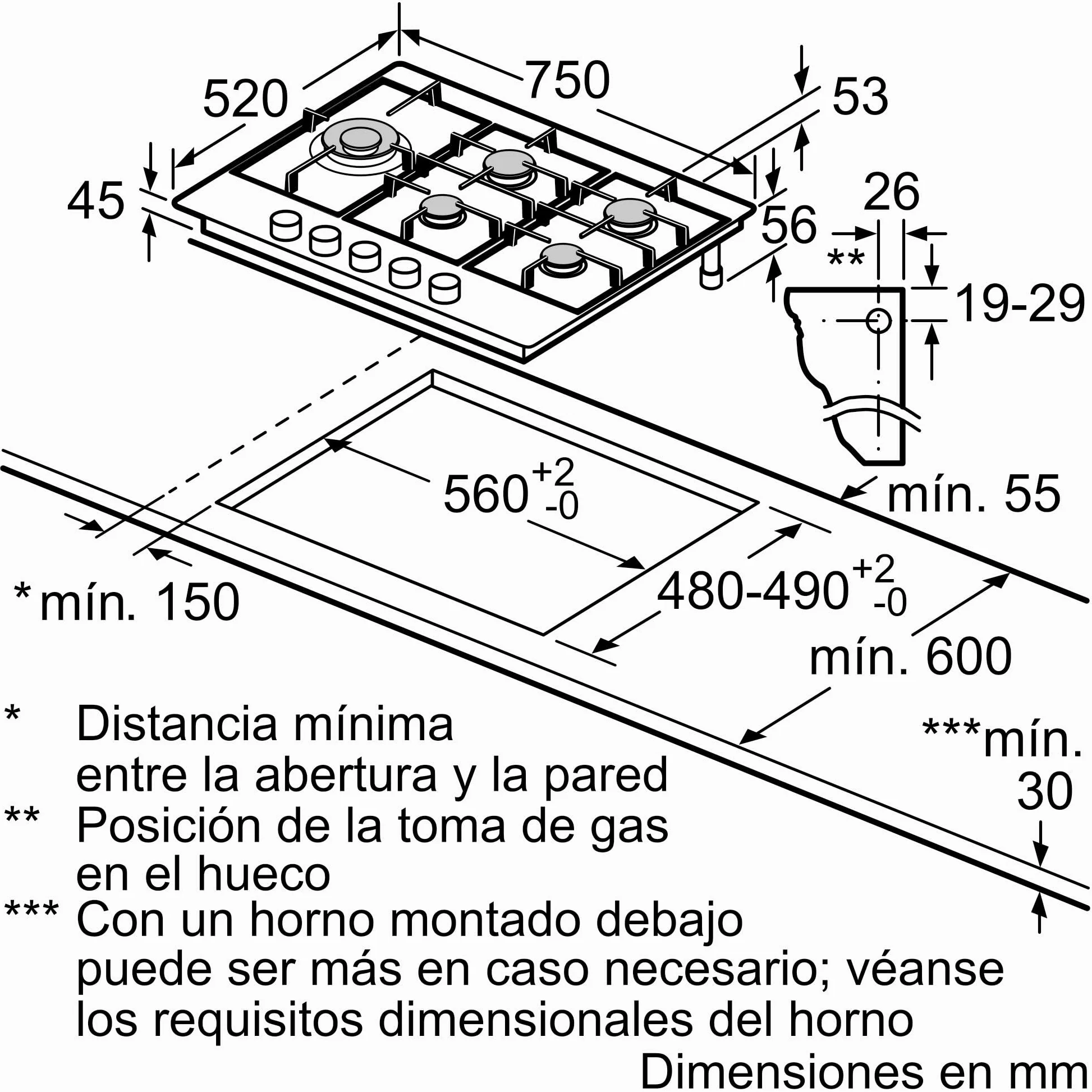 Bosch, Placa de Gas, Serie 4, 4 Zonas, Seguridad GasStop, blanco, PGH6B5K90 | Cocina tradicional con la tranquilidad del sistema GasStop que corta el gas si no hay llama.
