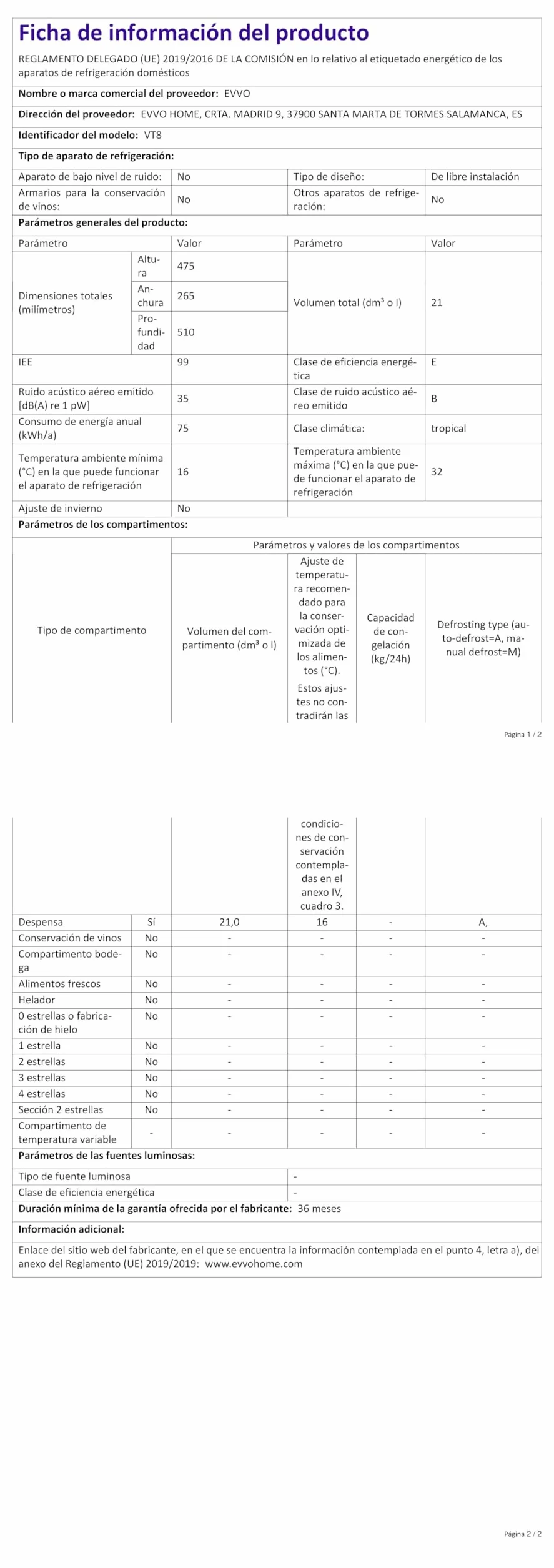 EVVO Vinoteca VT8 - Enfriador de Botellas de Vino, Nevera Pequeña para 8 Botellas, Enfriador de Vino Silencioso, Control Táctil, Luz LED, Botellero Vertical, Temperatura Ajustable 8-18ºC