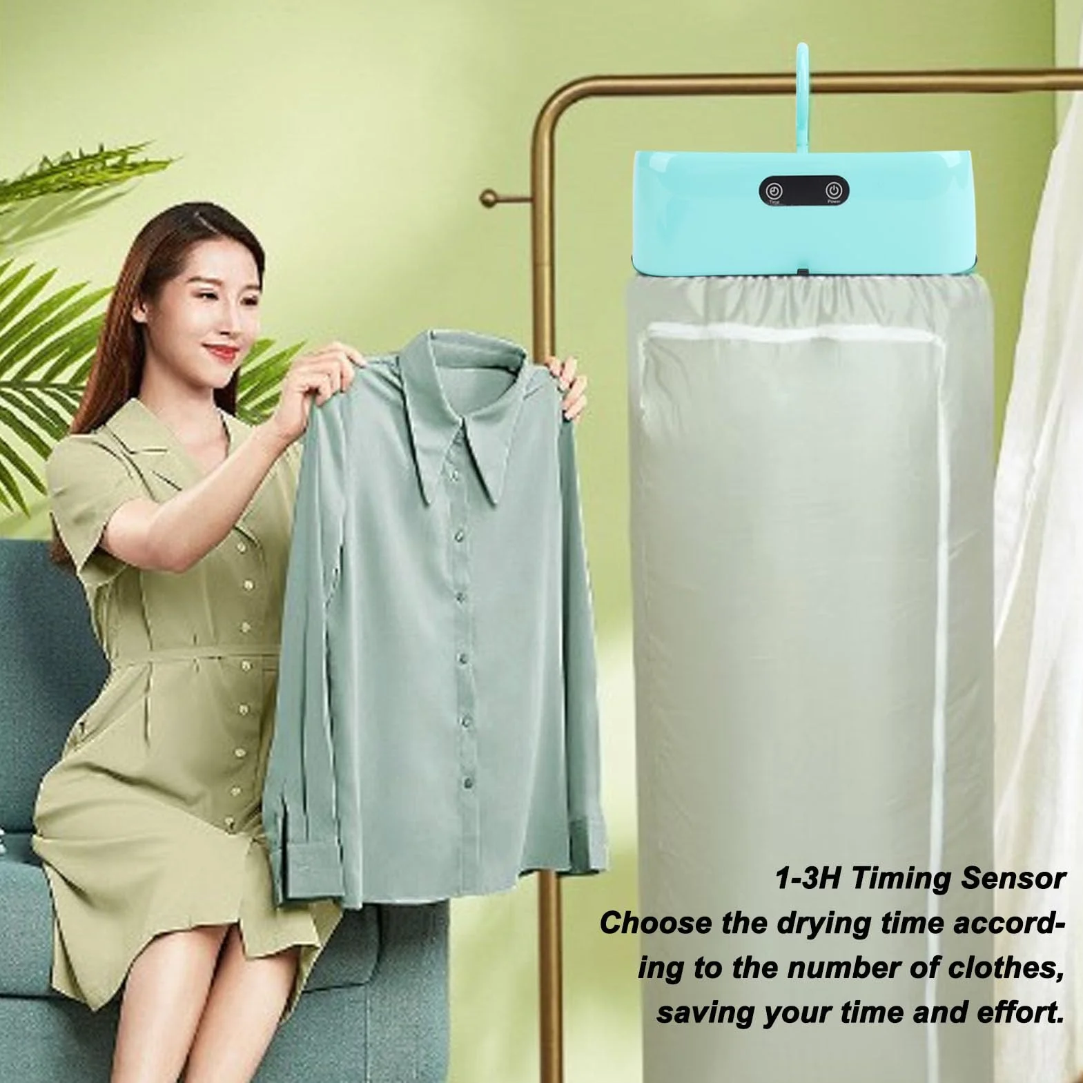 Mini Secadora de Ropa, Secadora de Ropa Portátil con Avanzado de Circulación de Aire Caliente, Secadora Eléctrica Compacta para Viajes, Ventilador de Aire (Enchufe europeo