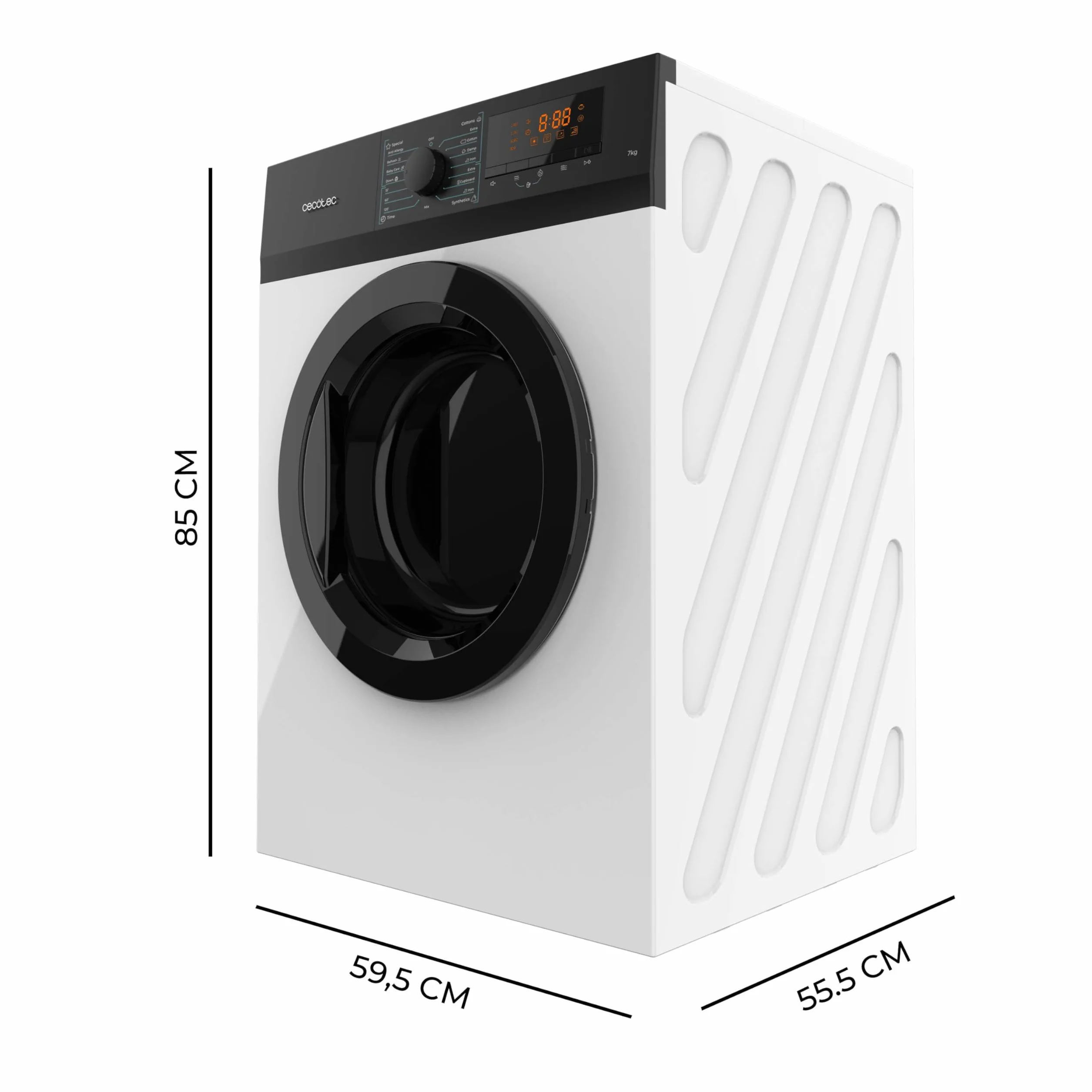 Cecotec Secadora 7 kg Bolero DressCode Dry 7200V C, Clase C, Sistema de Evacuación, 15 programas, Secado automático, Planchado fácil, Kid Lock, DelayStart, Giro Bidireccional, Función Silence