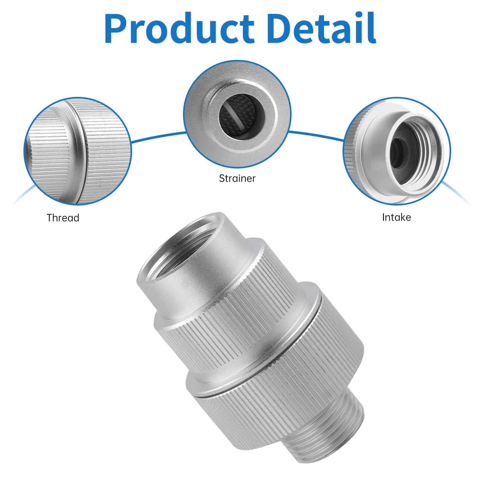 Cabezal de filtro 85470, con filtro de agua en línea, entrada de agua, filtros de metal para lavadora hechos de aleación de aluminio, para la mayoría de conexiones estándar de lavadoras