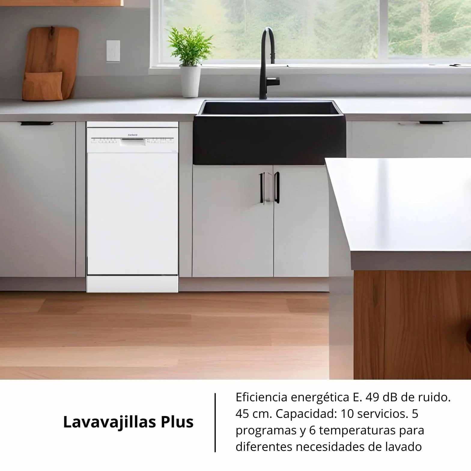 Corberó Lavavajillas Plus 45cm CLVM403W 10 Cubiertos 5 Programas Blanco 49dB Eficiencia Energética E