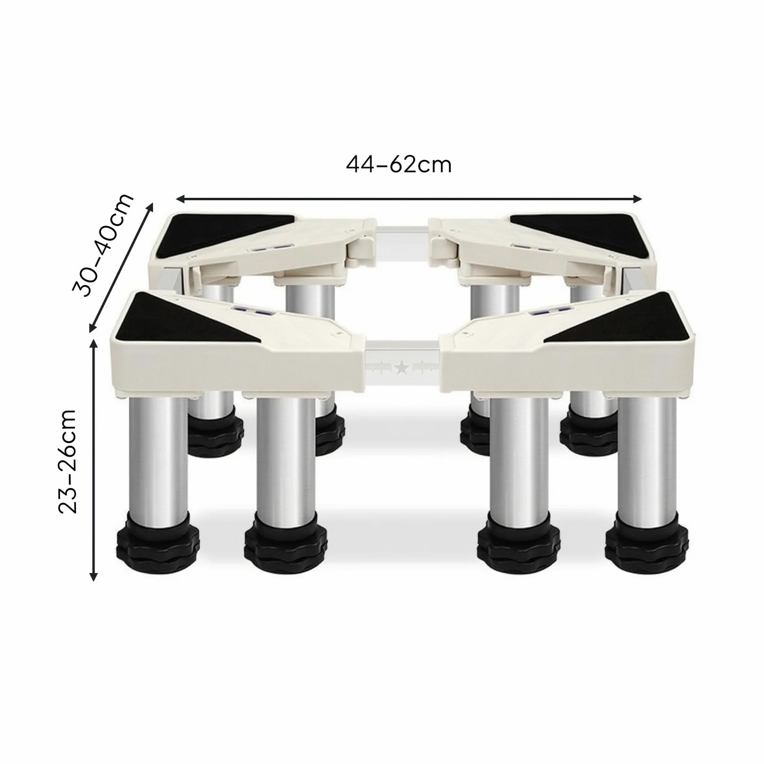 Base para Lavavajillas Soporte Regulable Elevadora con Ocho Pies Material PP Ajuste Personalizable Chasis Adecuado para , Largo 44-62cm Ancho 30-40cm , Pies De Acero Inoxidable Elevados 23-26cm
