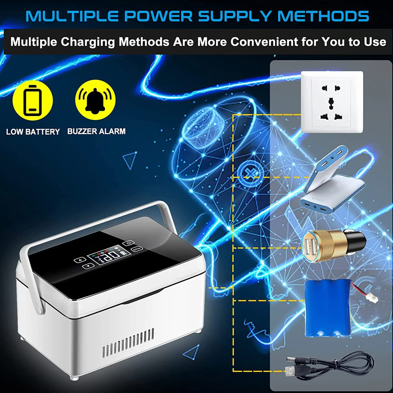 Nevera portátil para insulina, Temperatura Constante 0-18℃ Mini Nevera para medicamentos, Tiempo de Trabajo Largo de 8 Horas, Mini Nevera para medicamentos con Pantalla LCD y 2 baterías