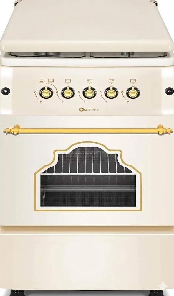 SOLTHERMIC COMBO PACK CREMA RÚSTICO COCINA GAS F5S40G2C CREMA RÚSTICA + CAMPANA H60P CREMA / 50 CM/GRAN CAPACIDAD DE EXTRACION/BAJO CONSUMO/ALTA GAMA
