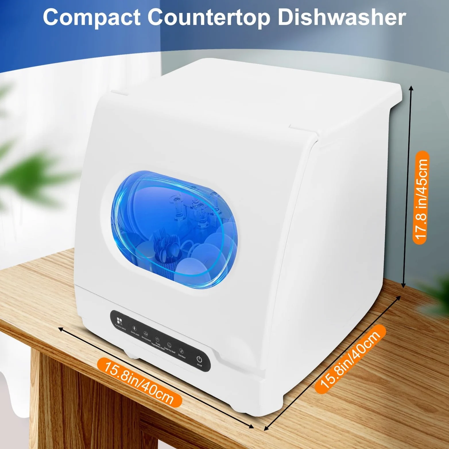 Lavavajillas de Mesa, Mini Lavavajillas con 5 Programas de Lavado, Control Táctil, Secado Automático, Cuidado del Bebé y Lavado de Frutas, Lavavajillas Compacto Portátil para el Hogar, Apartamento
