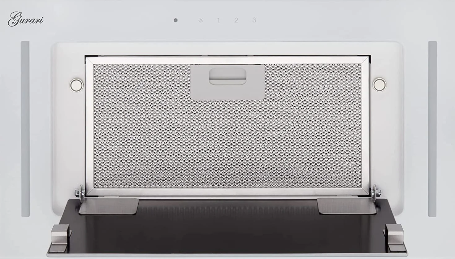 Gurari - Campana de techo GCH E 217 WH 52 Prime con tubo de escape, campana extractora de 52 cm, cristal blanco, 1000 m3/h, aspiración muy potente, 3 niveles, campana extractora