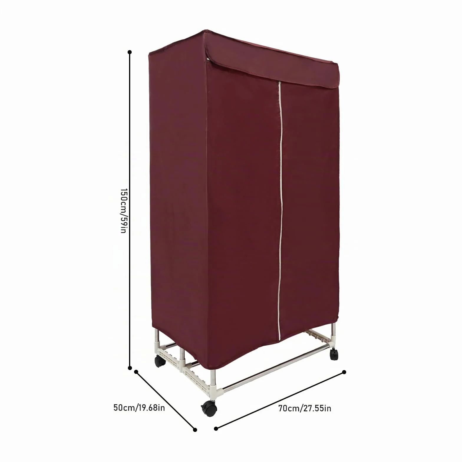Secadora de Ropa Eléctrica 1500 W Con Temporizador y Cubierta Exterior, Plegable, Armario Portátil, Aire Caliente, Para Hoteles, Apartamentos, Dormitorios (Burdeos)