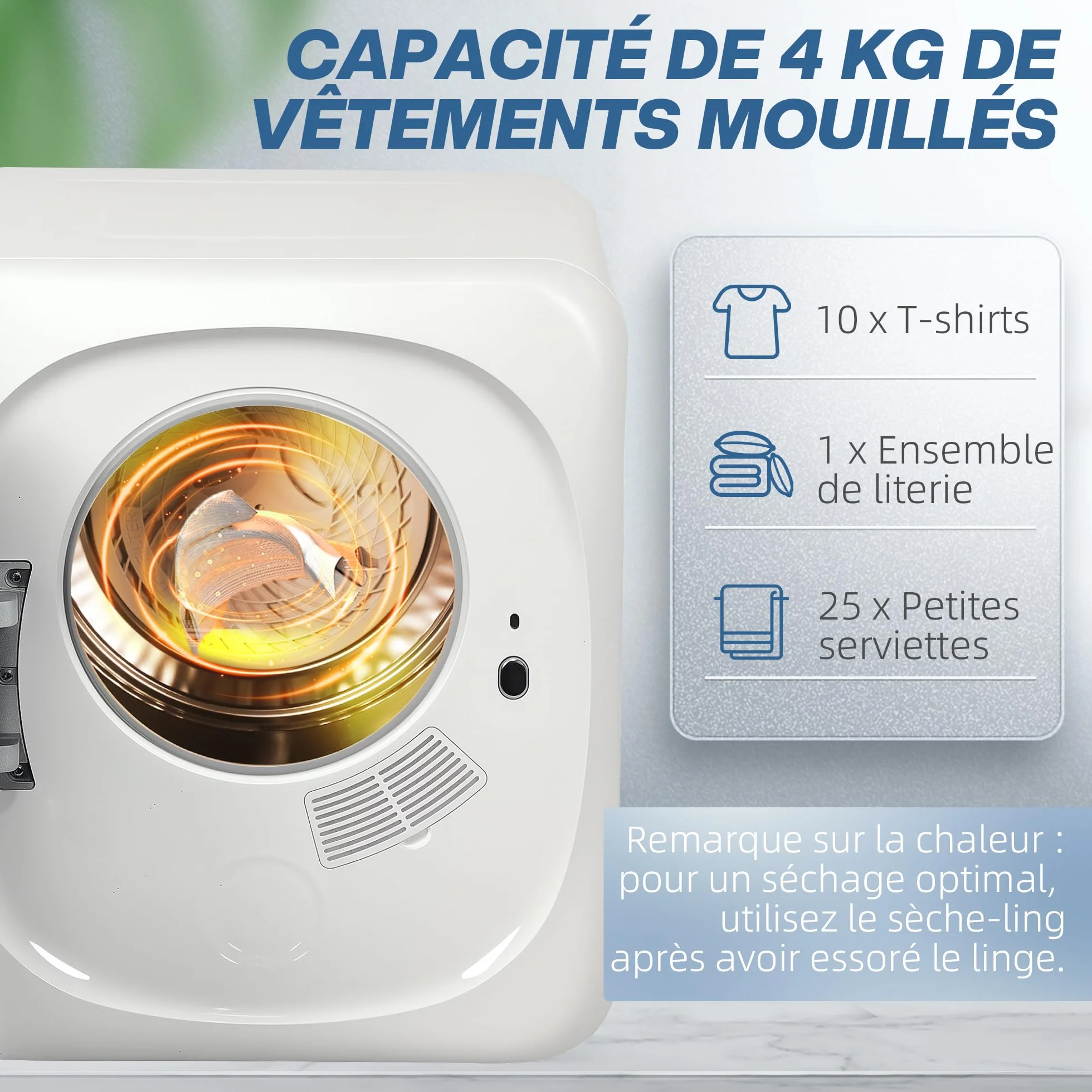 HOMCOM Secadora compacta secadora eléctrica 800 W 4 Kg con 5 modos de secado, depósito de acero inoxidable, carga frontal, para pisos, casas, autocaravanas, blanco