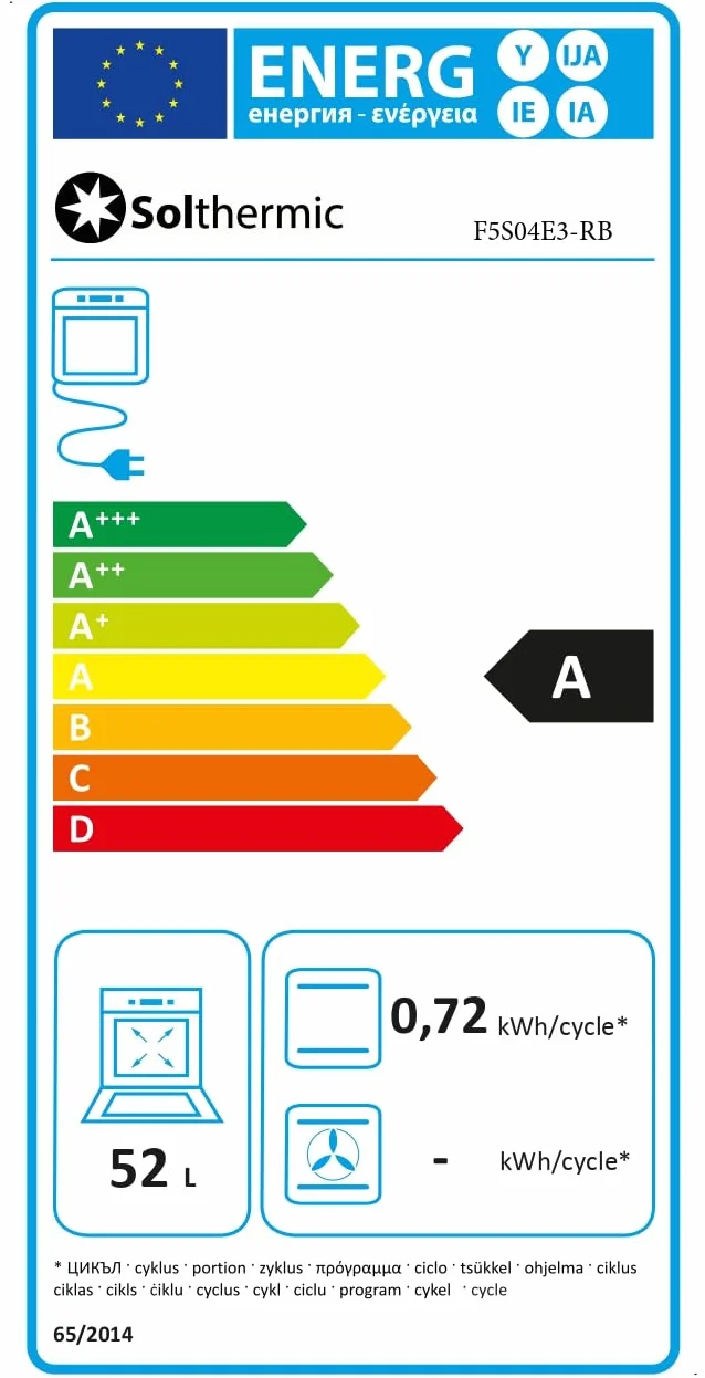 SOLTHERMIC F5S04E3RB Cocina Eléctrica Negra Rústica 50 cm 4 Fuegos Horno Multifunción 60 L