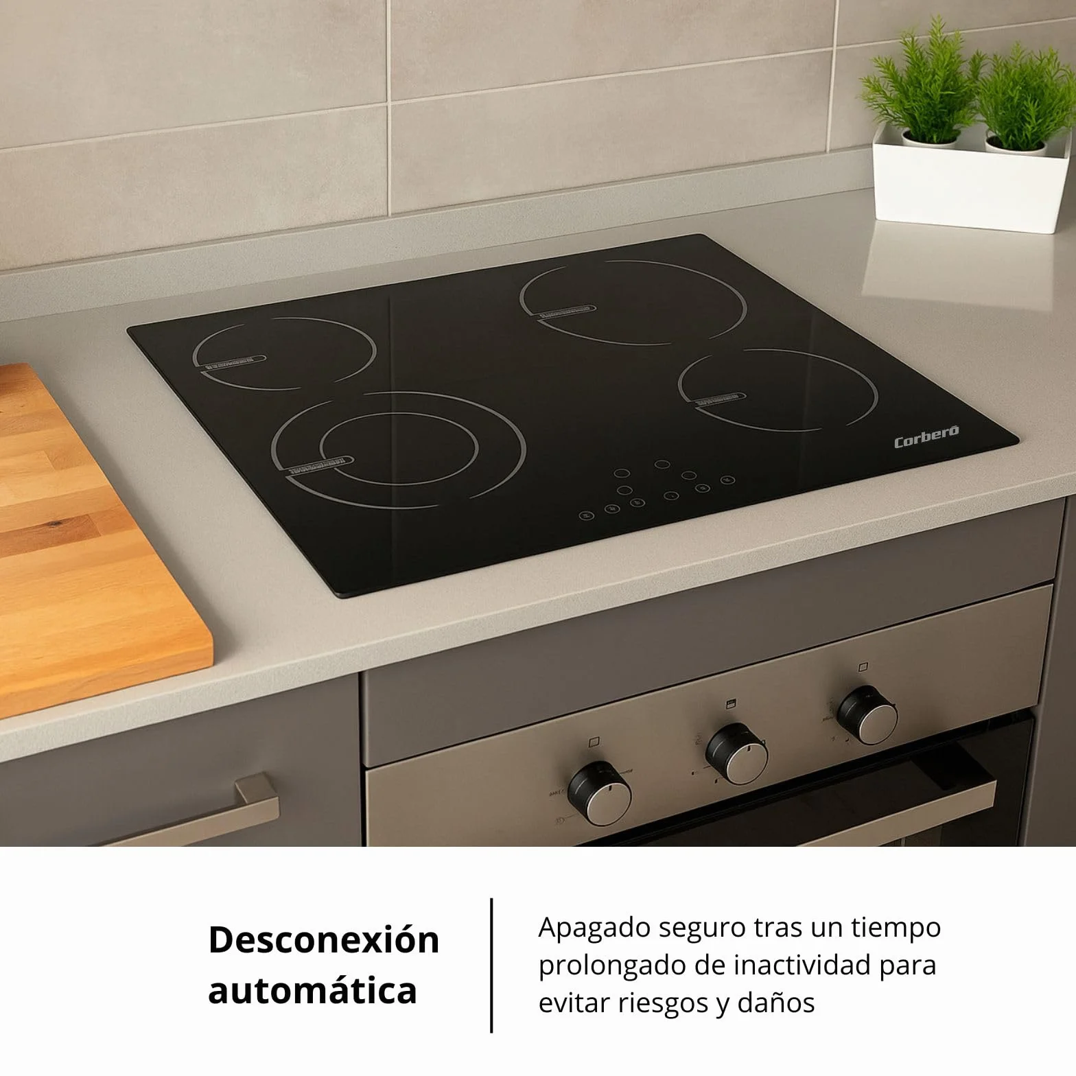 Corberó Placa Vitrocerámica CCVG4645 4 Zonas 6400W Control Táctil Negro