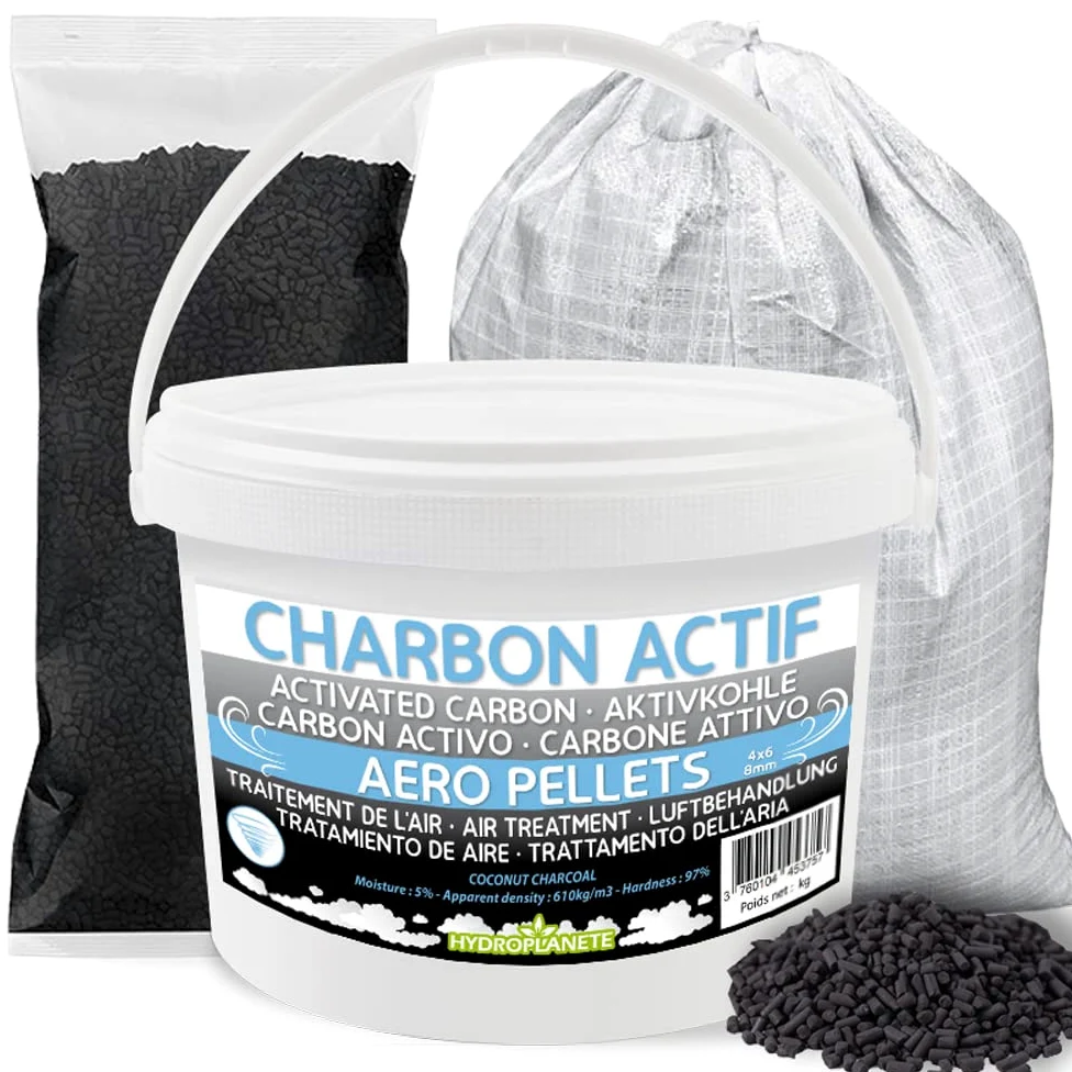 Carbón Activo - en bolsa de 1 kg/2 kg, cubo de 5 kg/10 kg, bolsa de 25kg | Granulado de Alta Pureza, Purificación y Filtración del aire, Filtro de Carbón, Acuario, Bodegas, Campana de cocina...