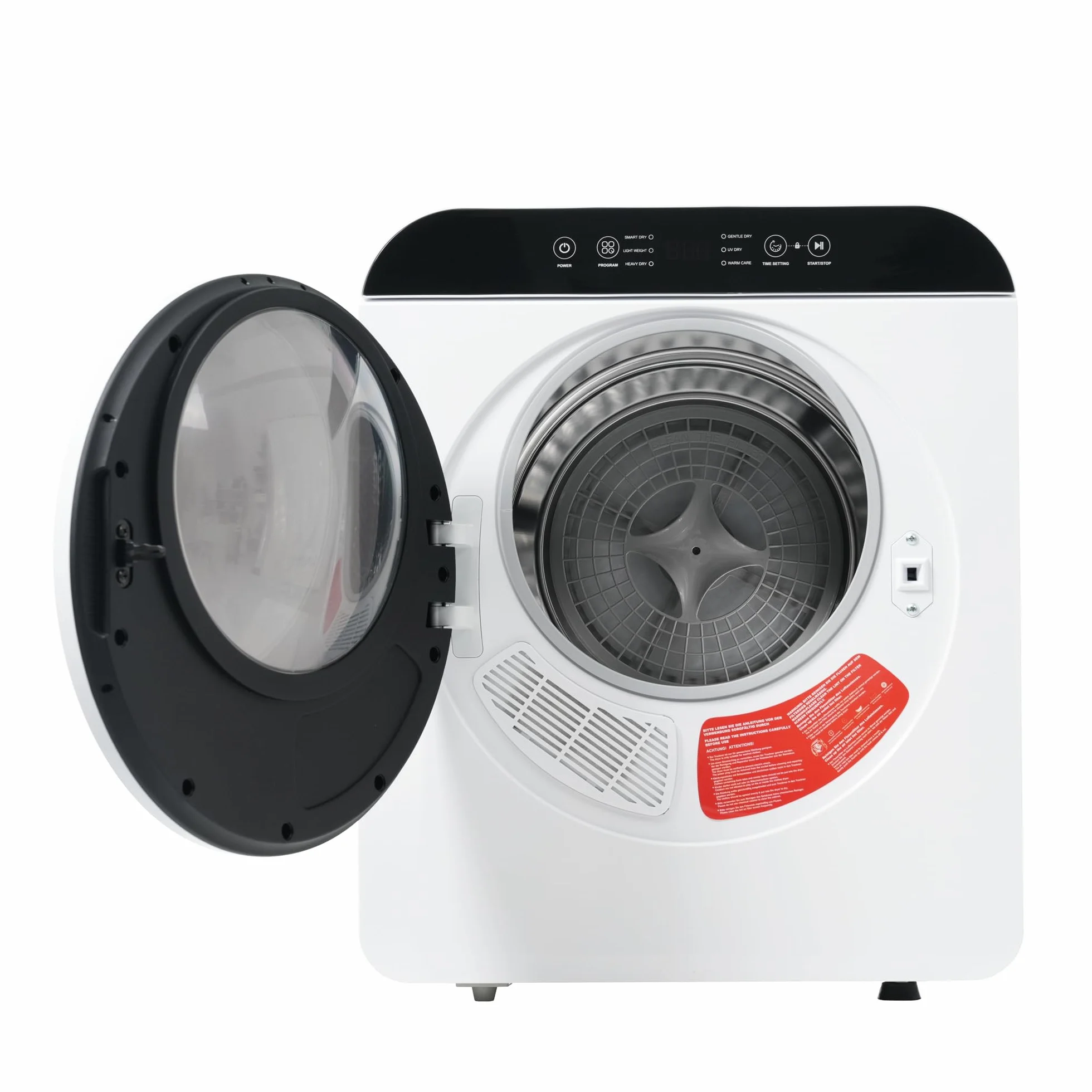 Secadora de Evacuación 4,5 kg con 6 Programas, Carga Frontal Secadora de Ropa 830 W, Montable en la Pared Secadora de Ropa con Tambor Inox, para Piso, Casa, Mobil Home, 59x49x43,5 cm, Blanco