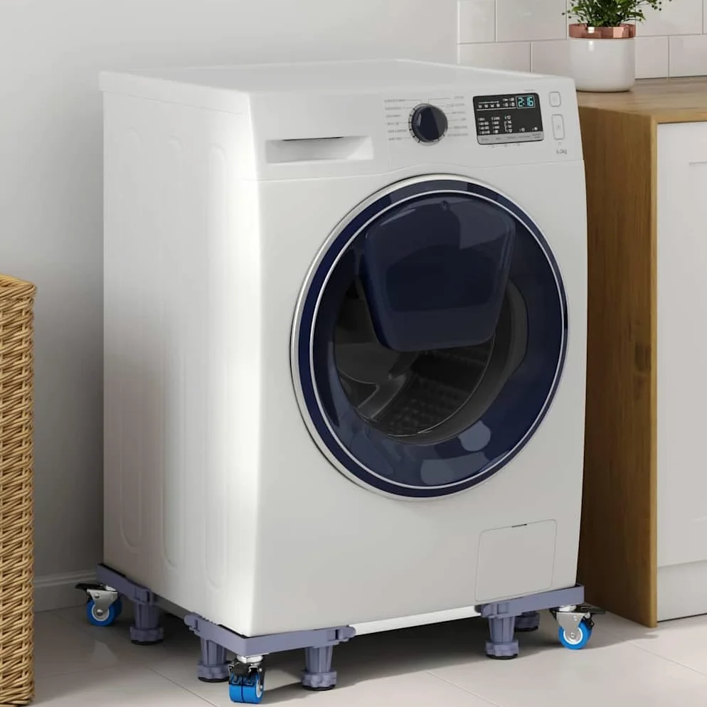 Base para lavadora gris, 67 x 67 x 12 cm, acero inoxidable con ruedas extensibles, 350 kg de carga, accesorio de lavadora para accesorios de secadora en interiores