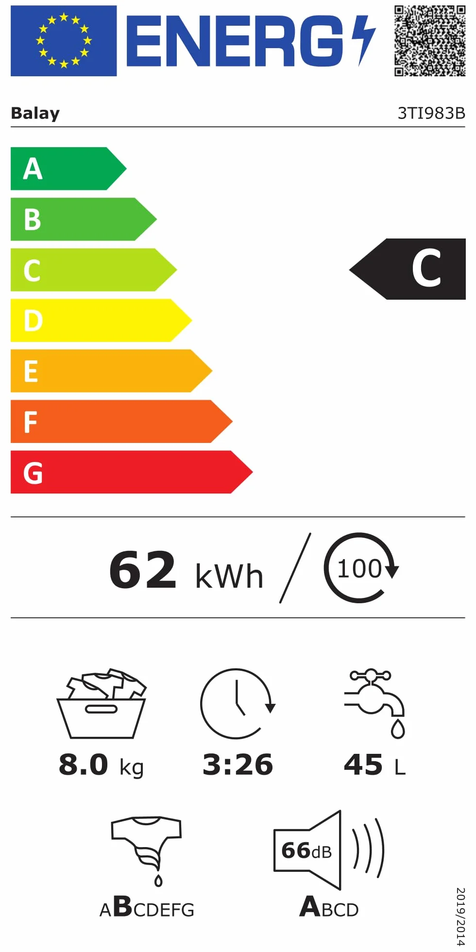 Balay Lavadora Integrable 60 cm Motor ExtraSilencio AquaControl Plus Blanco 3TI983B