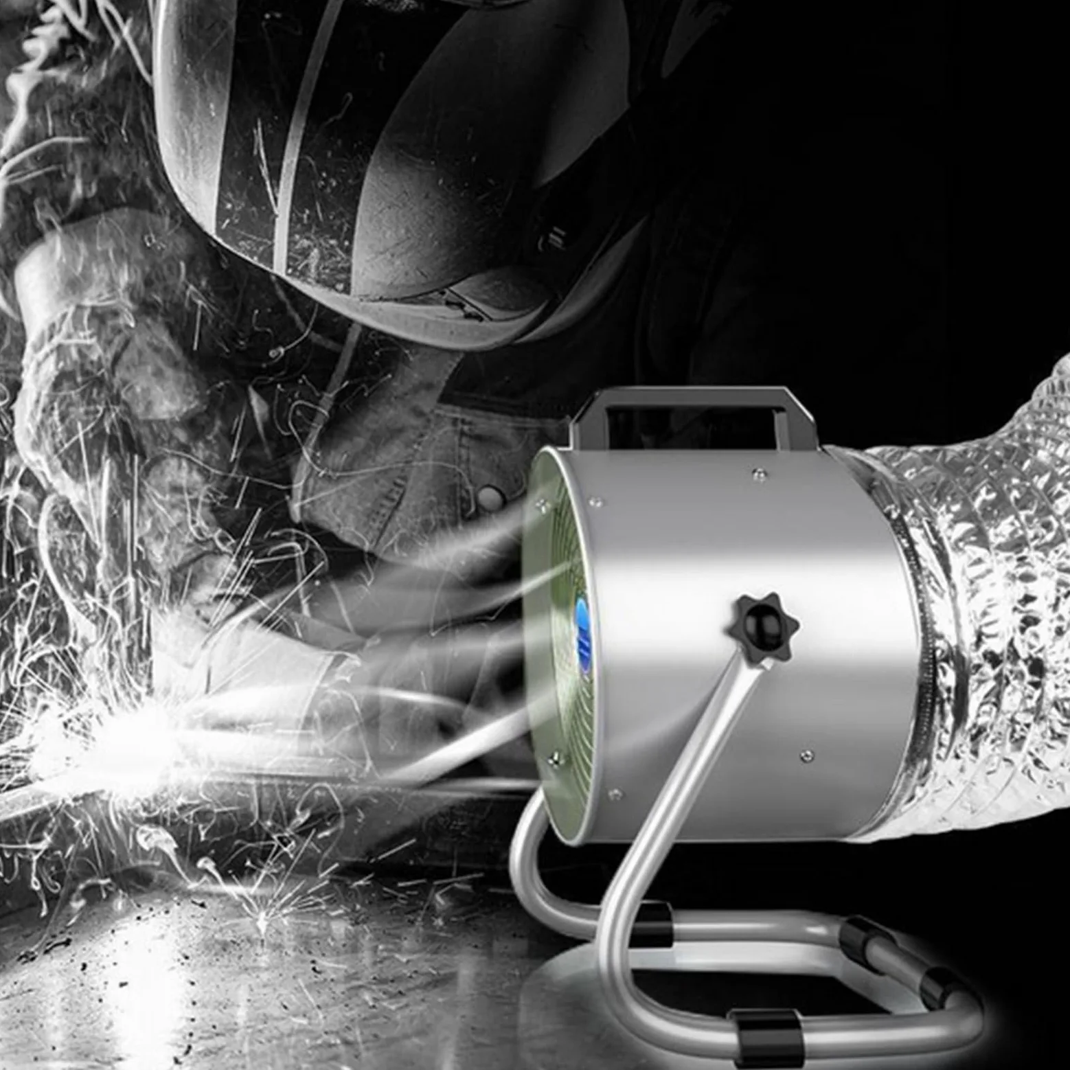Filtro de aire portátil de cocina, campana extractora de escritorio de bajo ruido de 220 V para cabinas de soldadura industrial y pintura, ventilador de metal resistente, viento fuerte