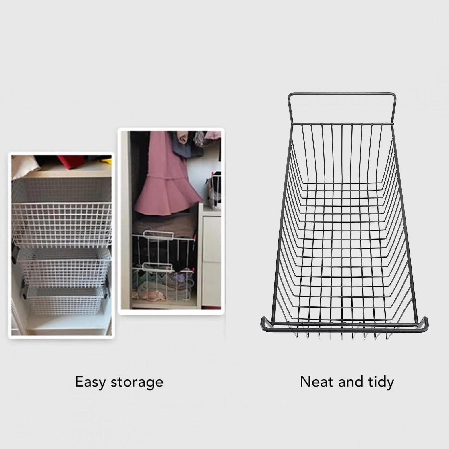TOPINCN 2 Contenedores Organizadores para Congelador, Cesta de Almacenamiento para Congelador Apilable, Divisor de Almacenamiento de Alambre de Metal para (Largo 70 cm x ancho 30 cm x