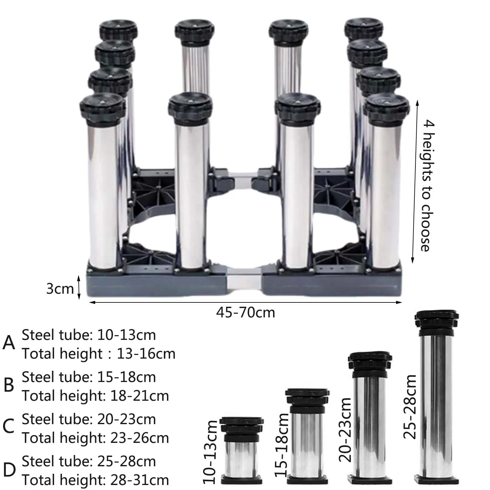 Soporte ajustable para lavadora, soporte resistente para lavadora de refrigerador, secadora, altura y ancho ajustables, fácil instalación