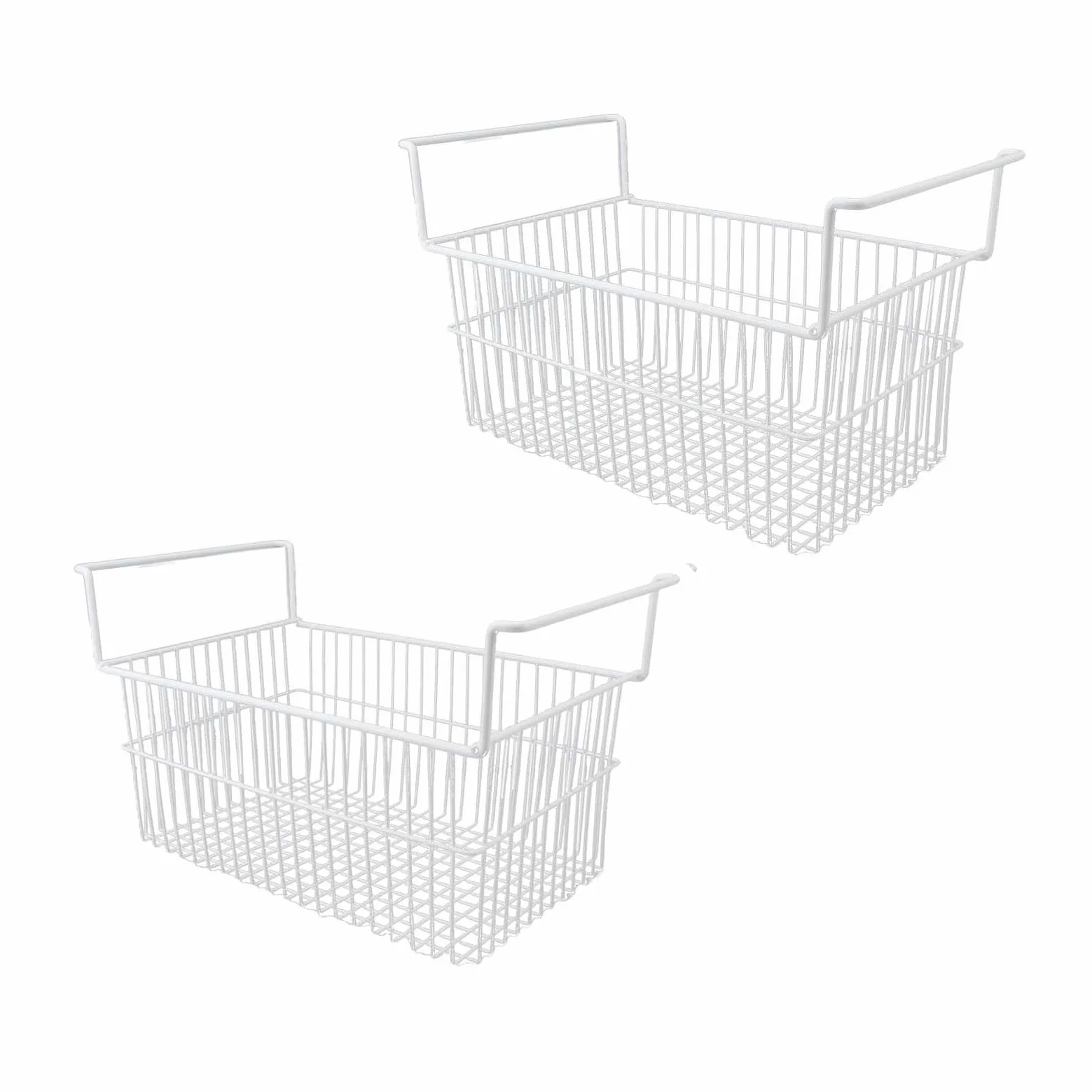 Keenso Cesta de Congelador Resistente con Soporte de Carga, Paquete de 2, Contenedores Organizadores de Alambre de Acero, Ideales para Almacenar Refrigerios o Condimentos, Adecuados para la Mayoría