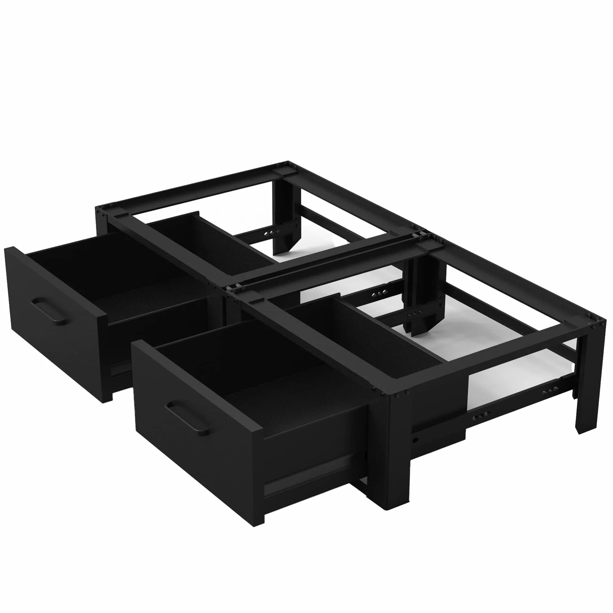Vonia Lavadora Elevador con 2 Cajones - Base para Lavadora 127 x 54 x 31 cm hasta 200 kg - Pedestal para Lavadora Acero Aluminio Negro