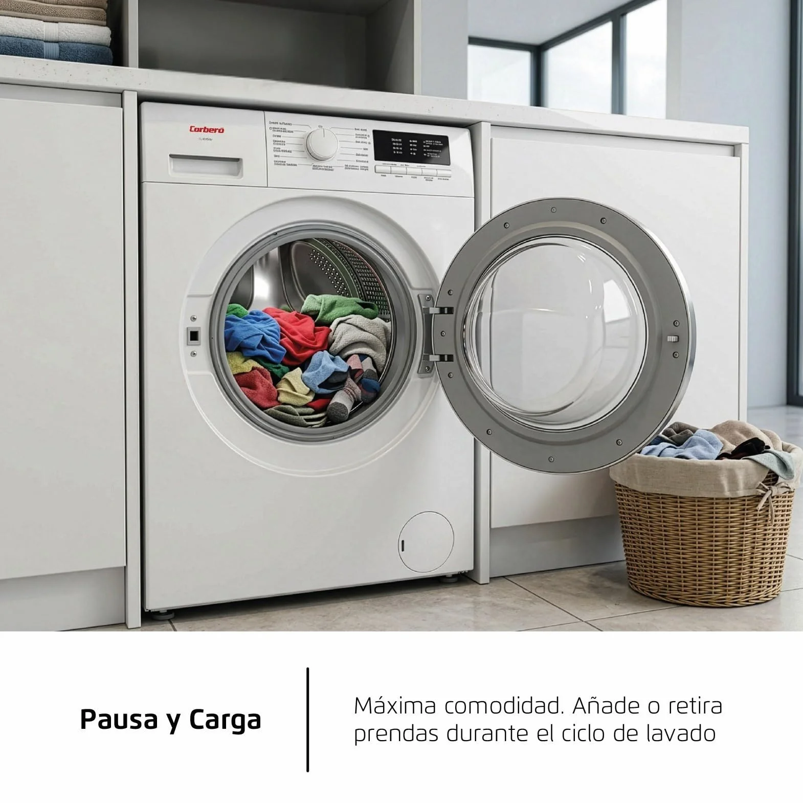 Corberó Lavadora Plus 6 kg 1000 rpm Motor Inverter 15 Programas Función Vapor Blanco