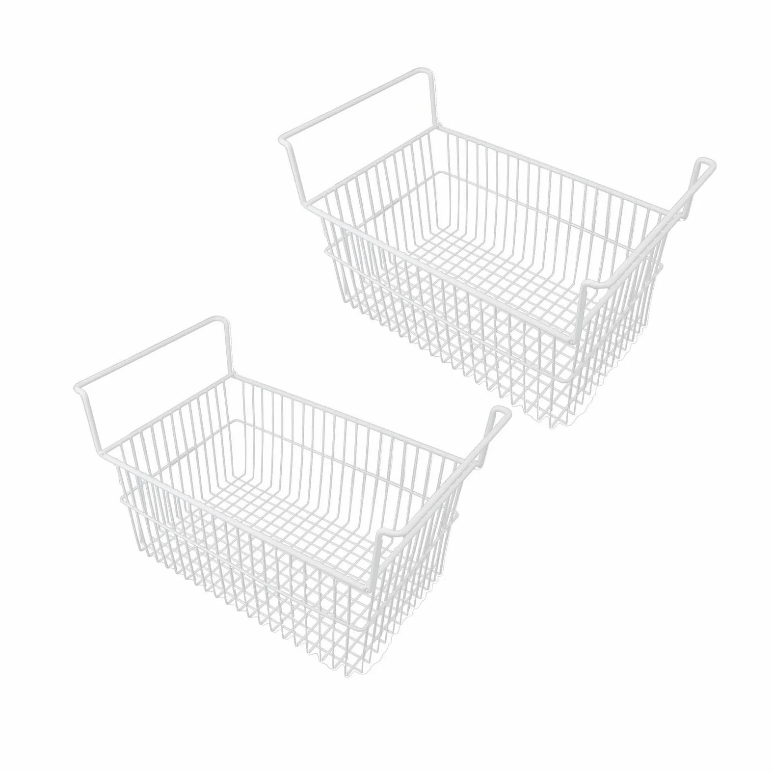 Cesta De Almacenamiento De Alambre para Congelador De Gran Capacidad con Asa para Gabinete De Baño, 2 uds. De Contenedores Organizadores De Alambre De Acero (#1)