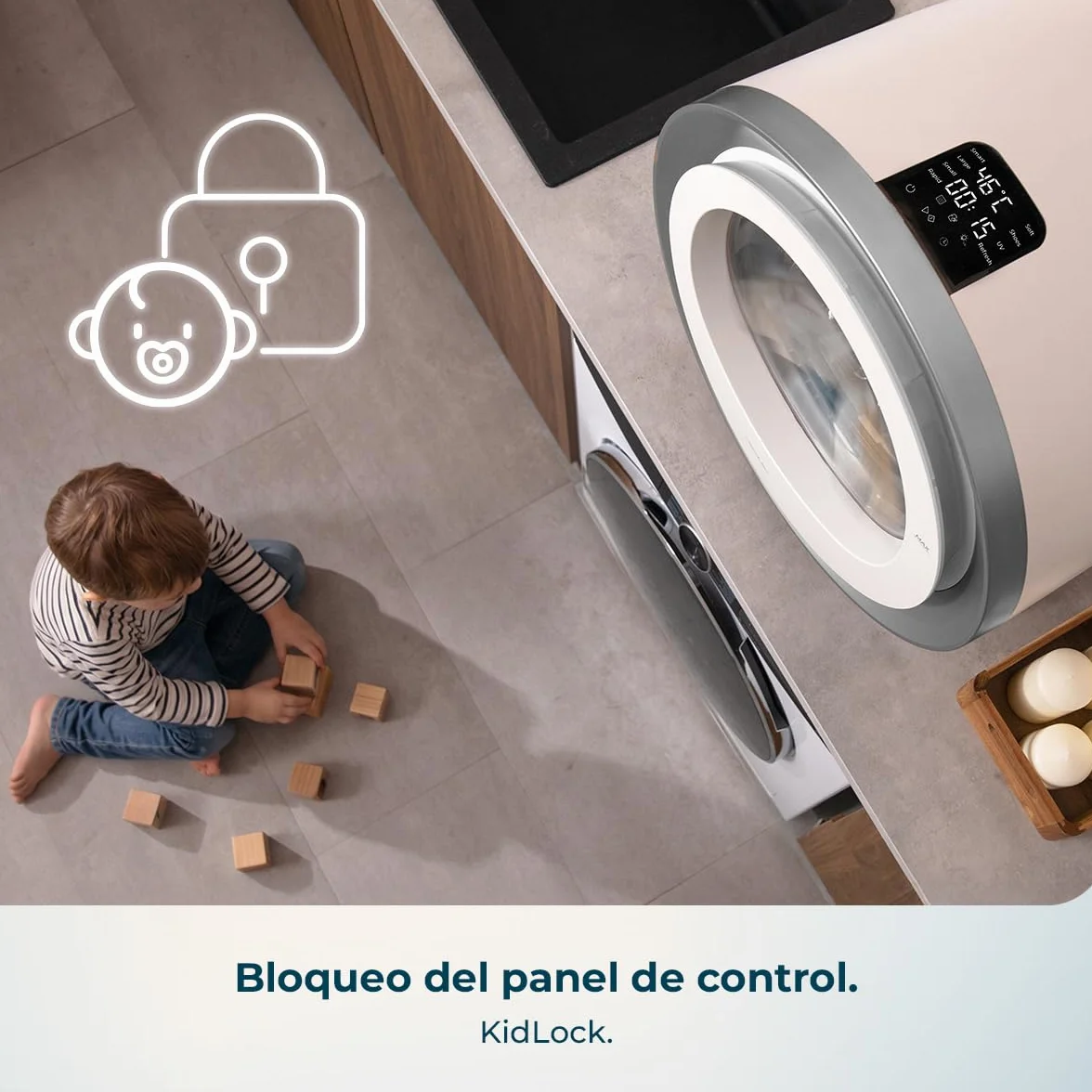 Cecotec Secadora Compacta Evacuación 3Kg Bolero DressCode Dry 3500V Gold. 8 Programas, Secado Automático Inteligente, Control Touch, Función UV Care, Tambor Inox, Antiarrugas, Blanco y Oro Cromado