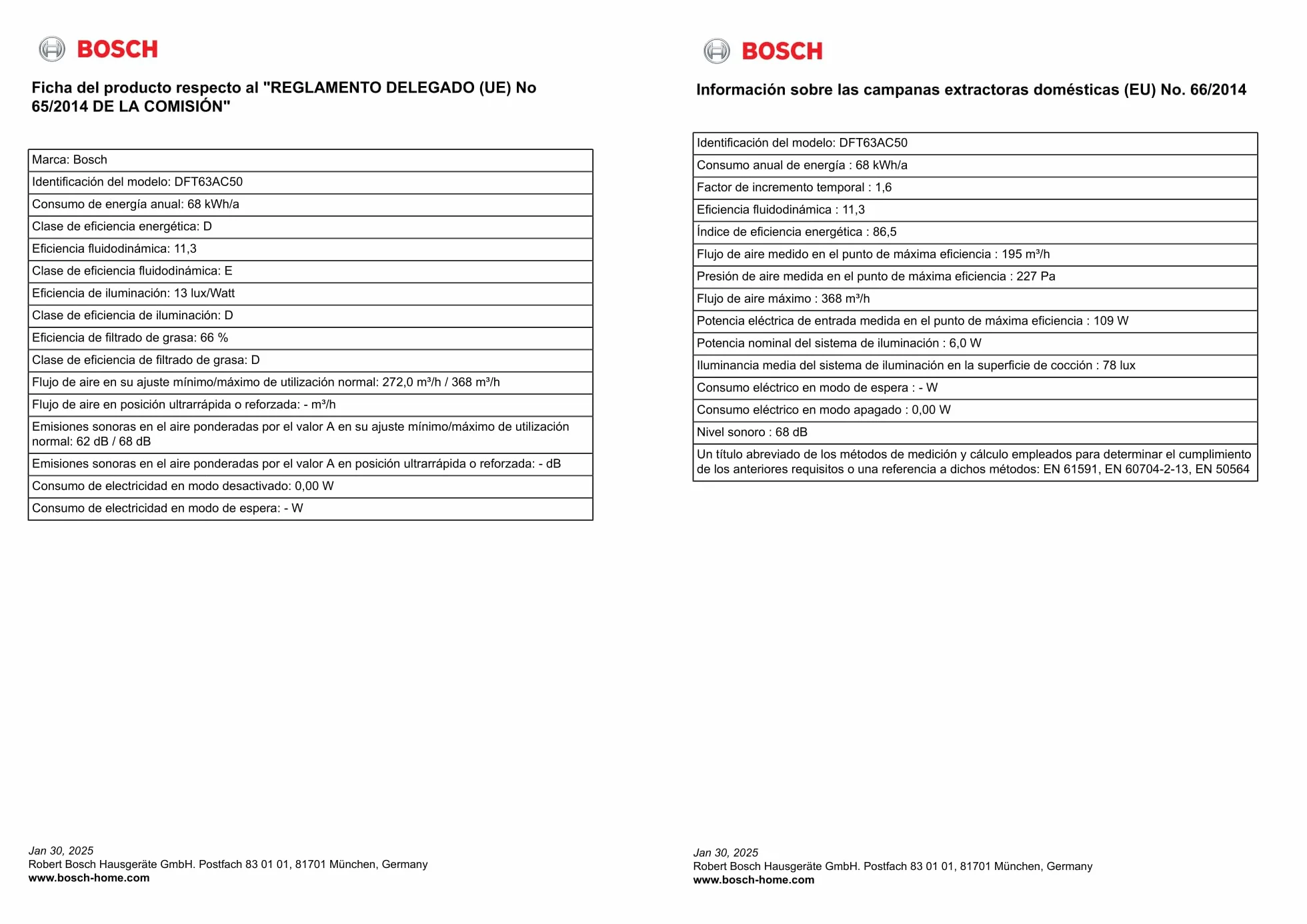 Bosch Campana Telescópica Serie 4 60 cm DFT63AC50 Acero Filtros Multicapa