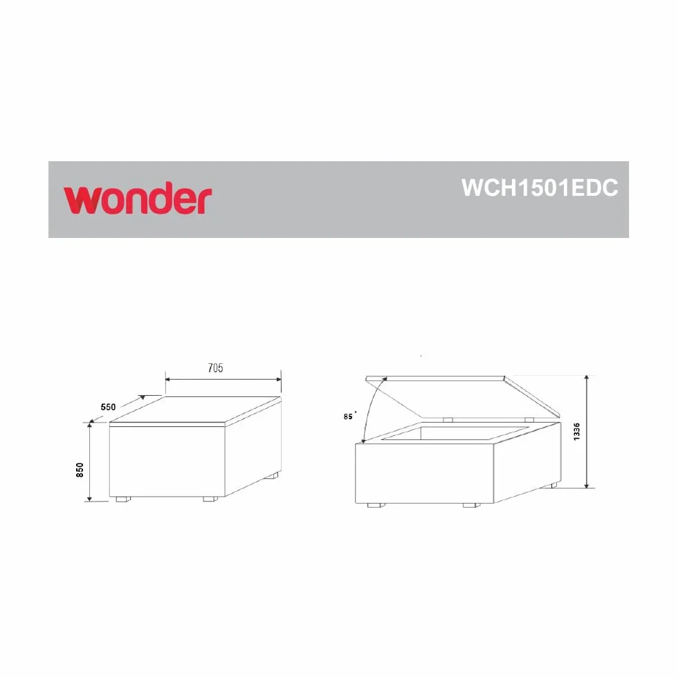 Wonder Congelador Horizontal Blanco WCH1501EDC. Capacidad 142 Litros, Dual Cooling, 1 Cesta, Bajo Nivel Sonoro, Eficiencia Energética Clase E