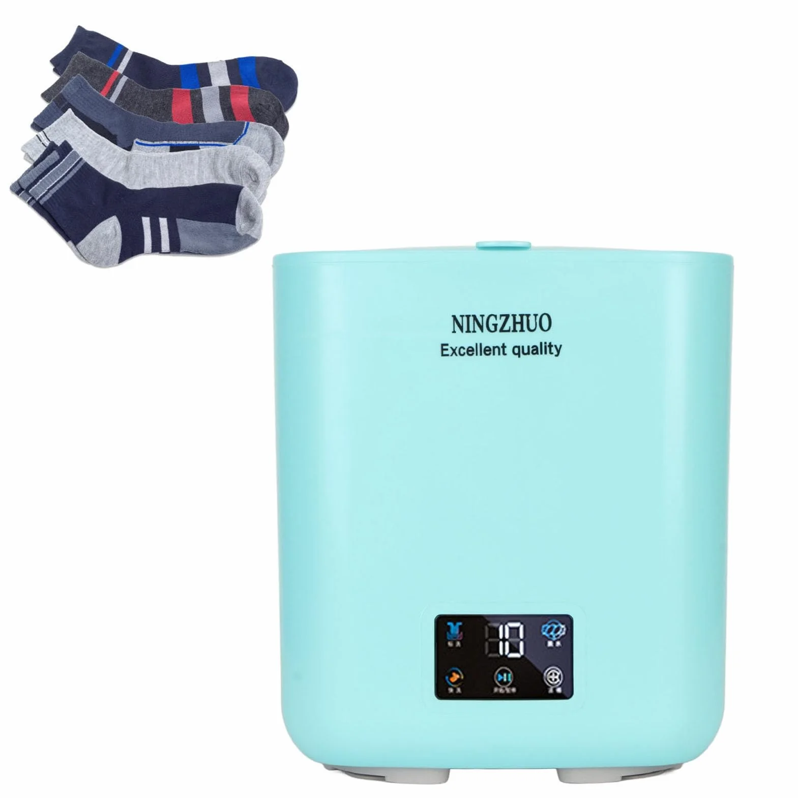 Topyond Lavadora Portátil Automática 7 Litros Secado Giratorio Mini Lavadora y Secadora Combinada Azul Verdoso