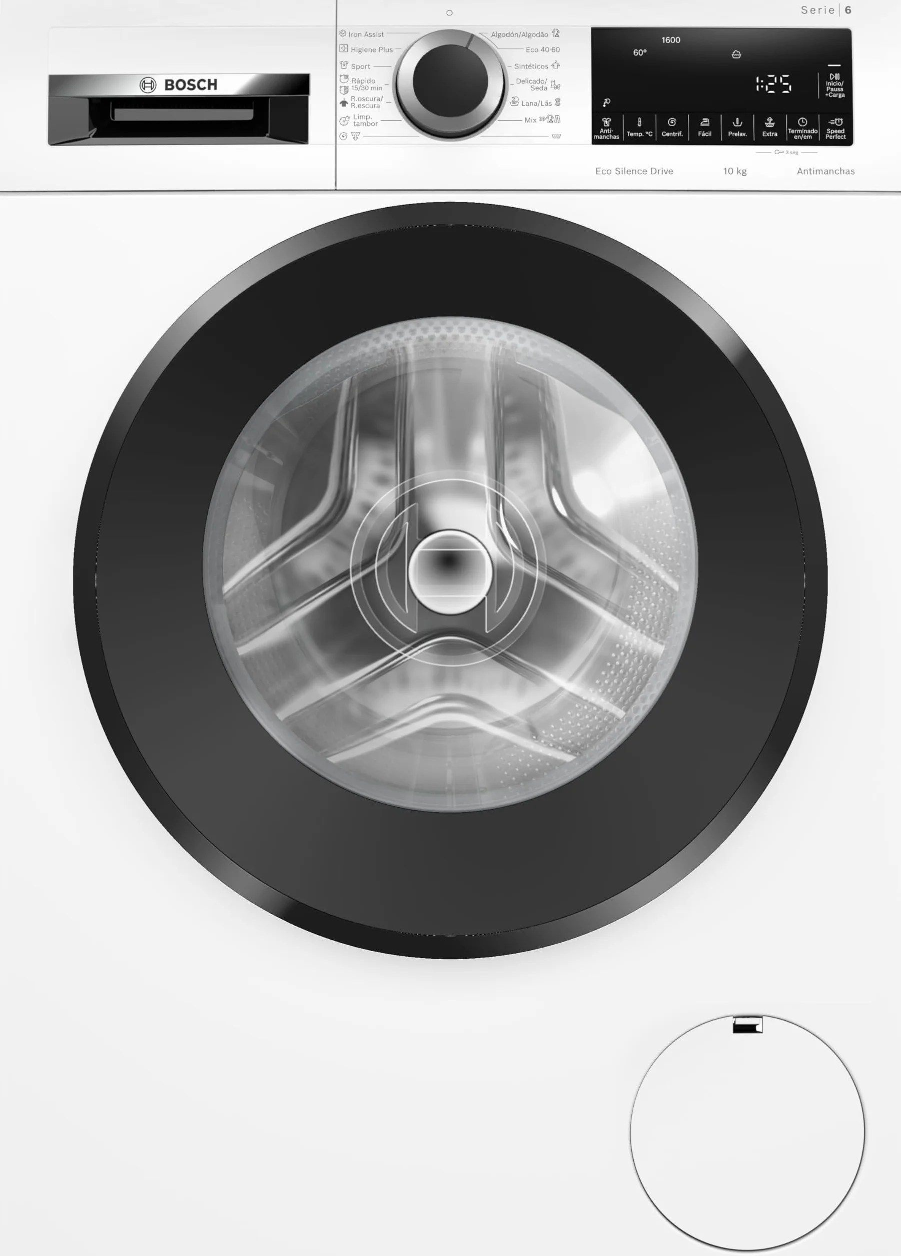 Bosch - Lavadora Libre Instalación, 10 kg, 1600 RPM, Serie 6, Función Pausa + Carga, Blanco, WGG256Z0ES