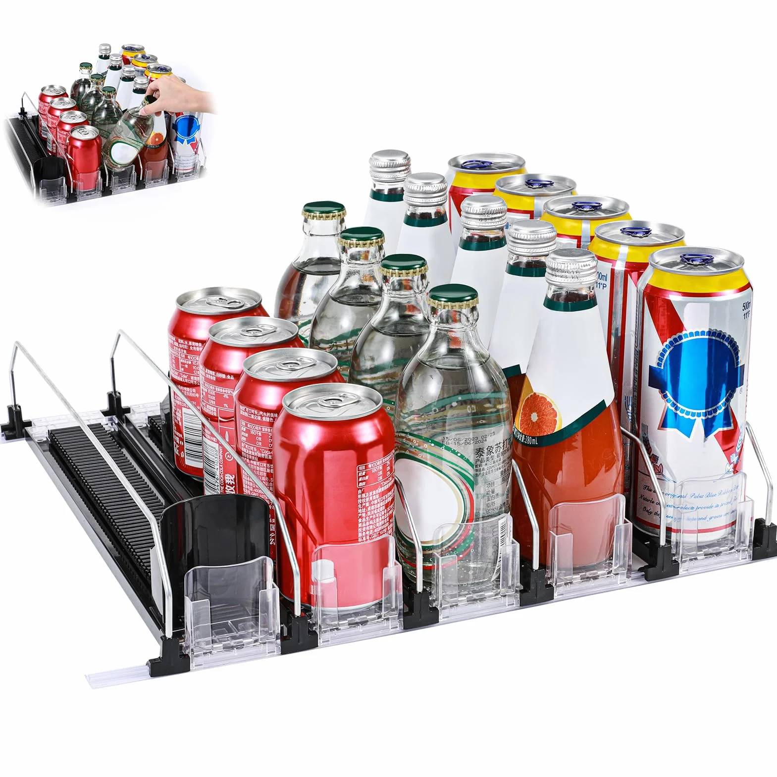 Automático Dispensador Latas Nevera Organizador Latas Frigorífico Refrigerador Cocina Despensa Almacenamiento 25 latas de tamaño estándar de Cerveza Soda Refrescos Bebidas