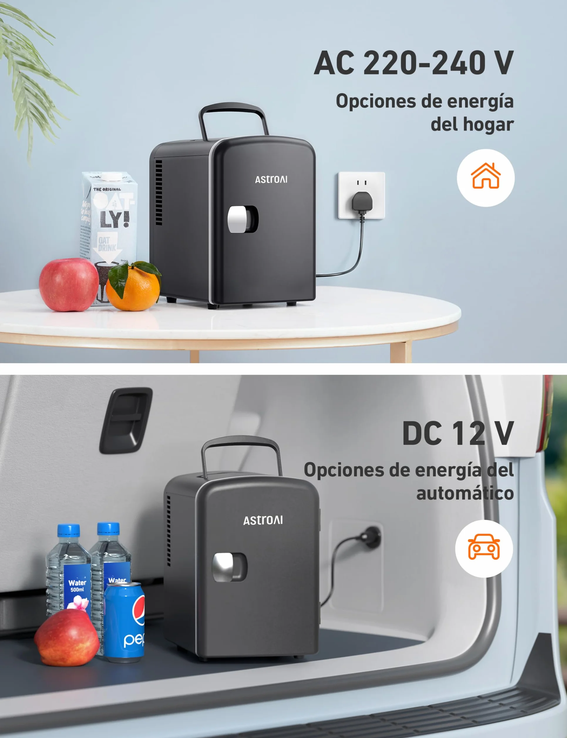 AstroAI Nevera Pequeña Portátil, Mini Nevera con el Volumen de 4 Litros, Frigorificos Pequeños, Mini Frigorífico Para Coche, Dormitorio, Bebidas, Cosméticos y etc. (Negro)