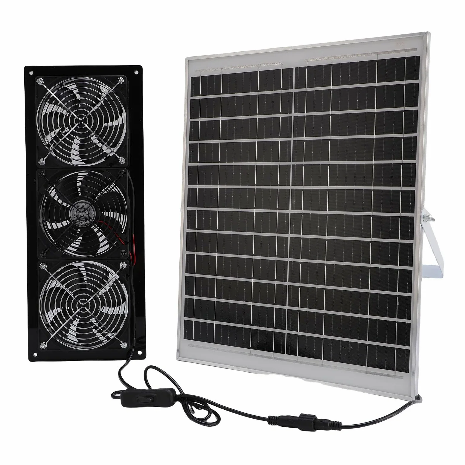 Generic Kit de Ventilador de Escape con Energía Solar, 25W, Resistente a la Intemperie, para Gallinero, Invernadero, Casa para Mascotas, Ventilación de Alta Eficiencia