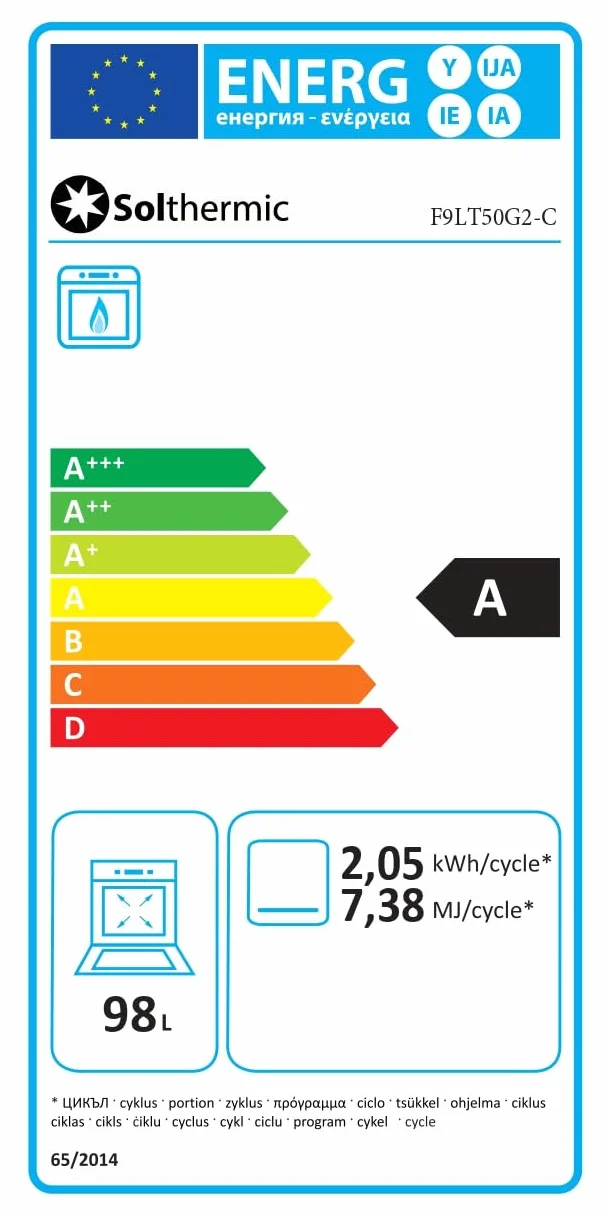 SOLTHERMIC F9LT50G2-C Cocina Gas Portabombona 5 Fuegos Horno 64 L Estilo Rústico Crema Mandos Dorados